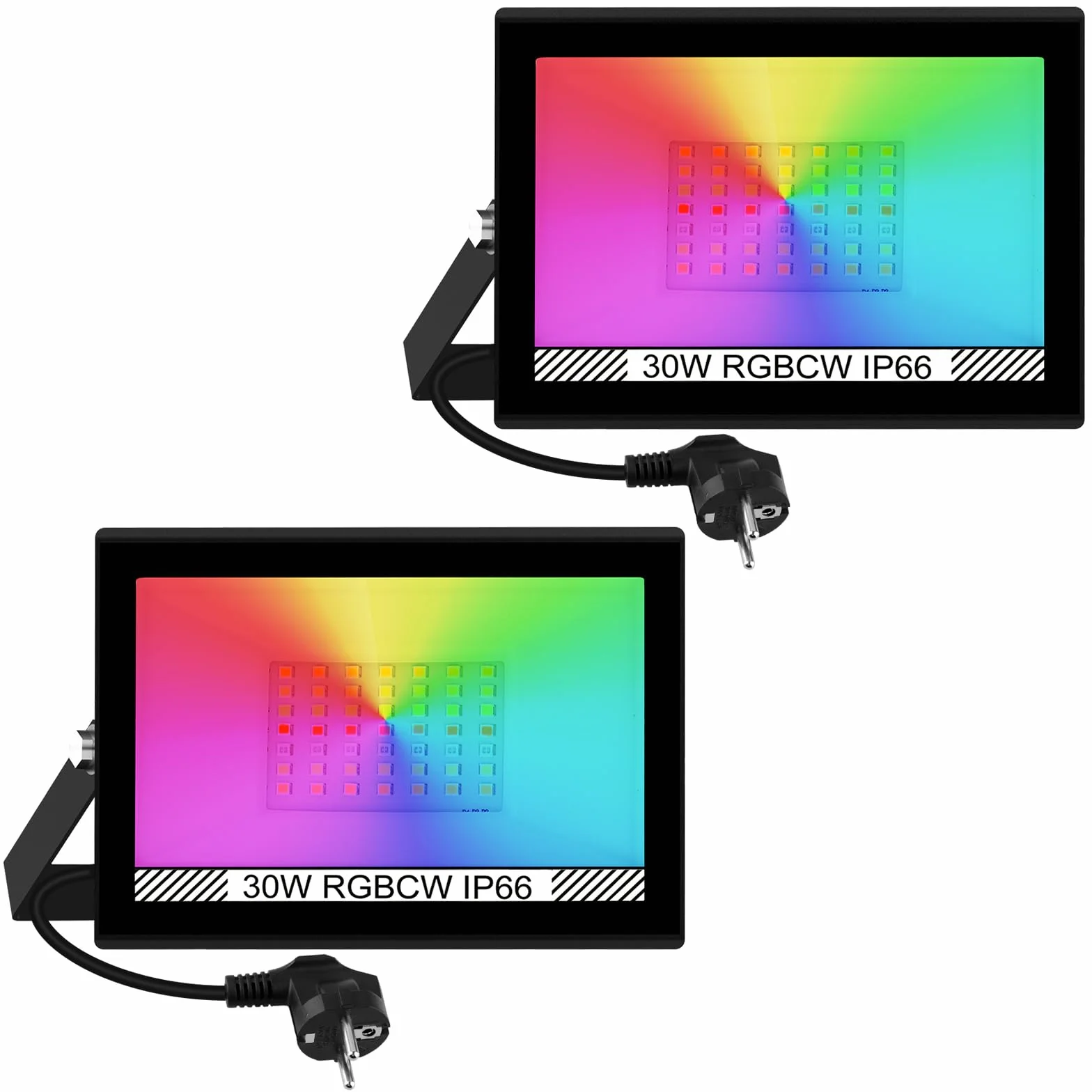 Projecteur LED RGB D'extérieur 30W avec APP Bluetooth et Télécommande, IP66 Etanche, 16 Millions de Couleurs