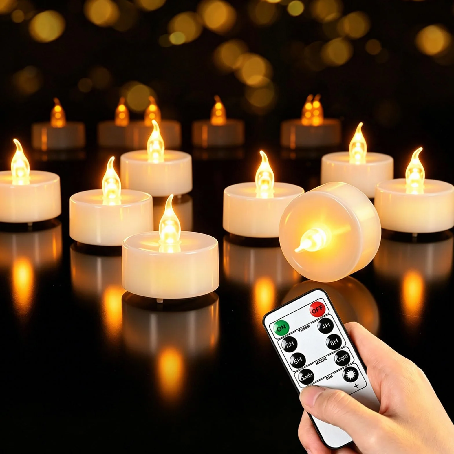 Cimetech 12 Bougies LED Chauffe-Plat avec Minuterie Télécommande Décoration Maison