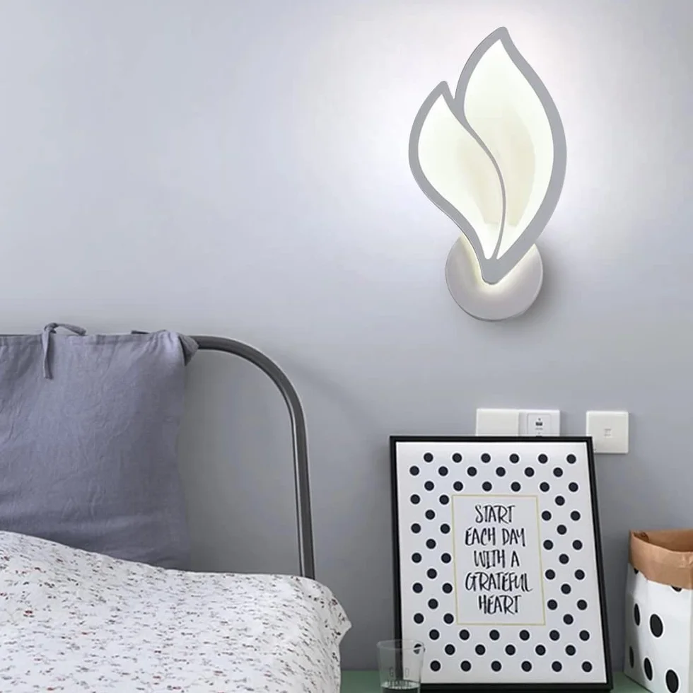 Applique Murale LED 12W Forme Feuille Acrylique Moderne pour Chambre Enfant Bureau Couloir Salon