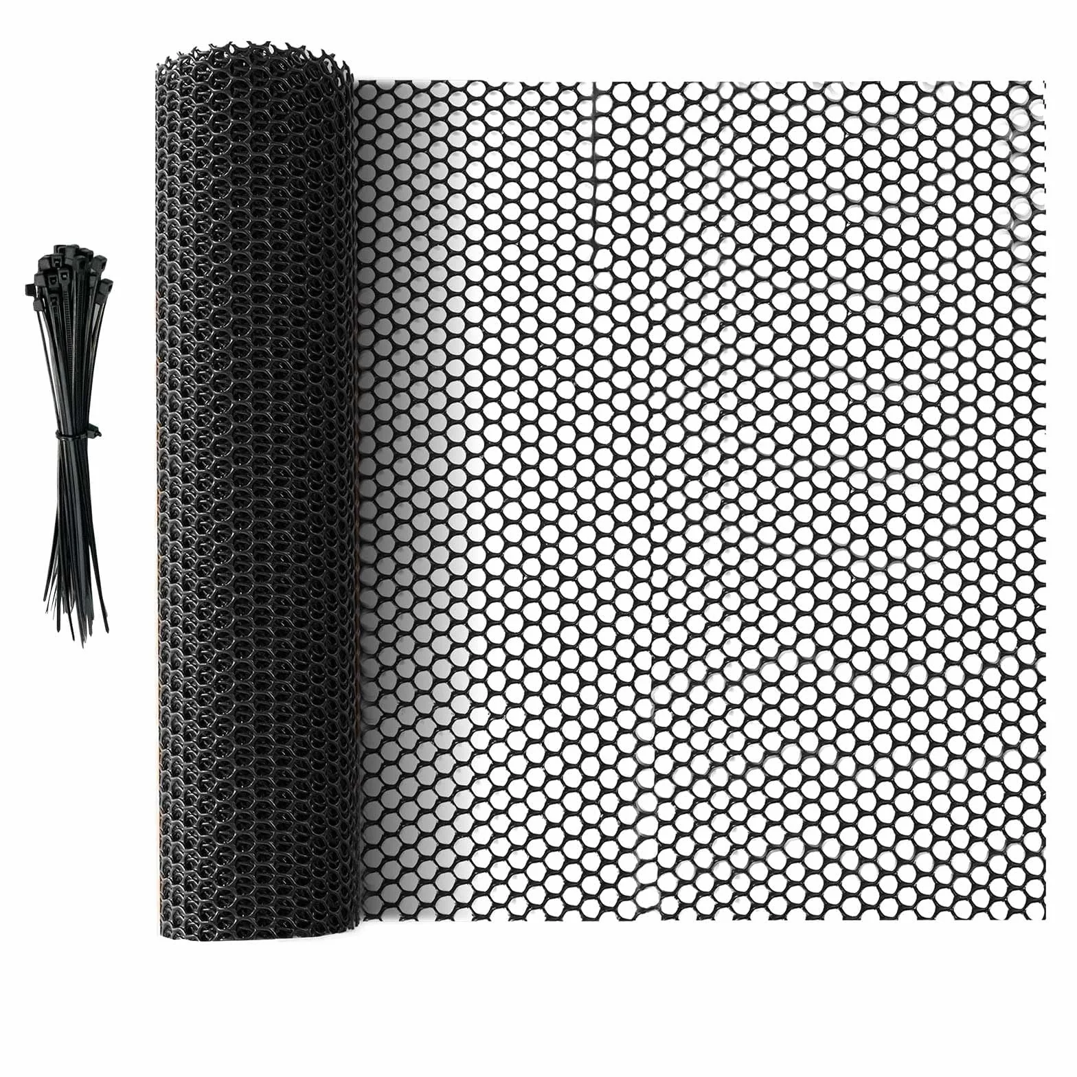 Clôture en Maille Plastique Noir 5 m x 40 cm Filet Protection Arbres Barrière Chats Chiens Lapins Plantes
