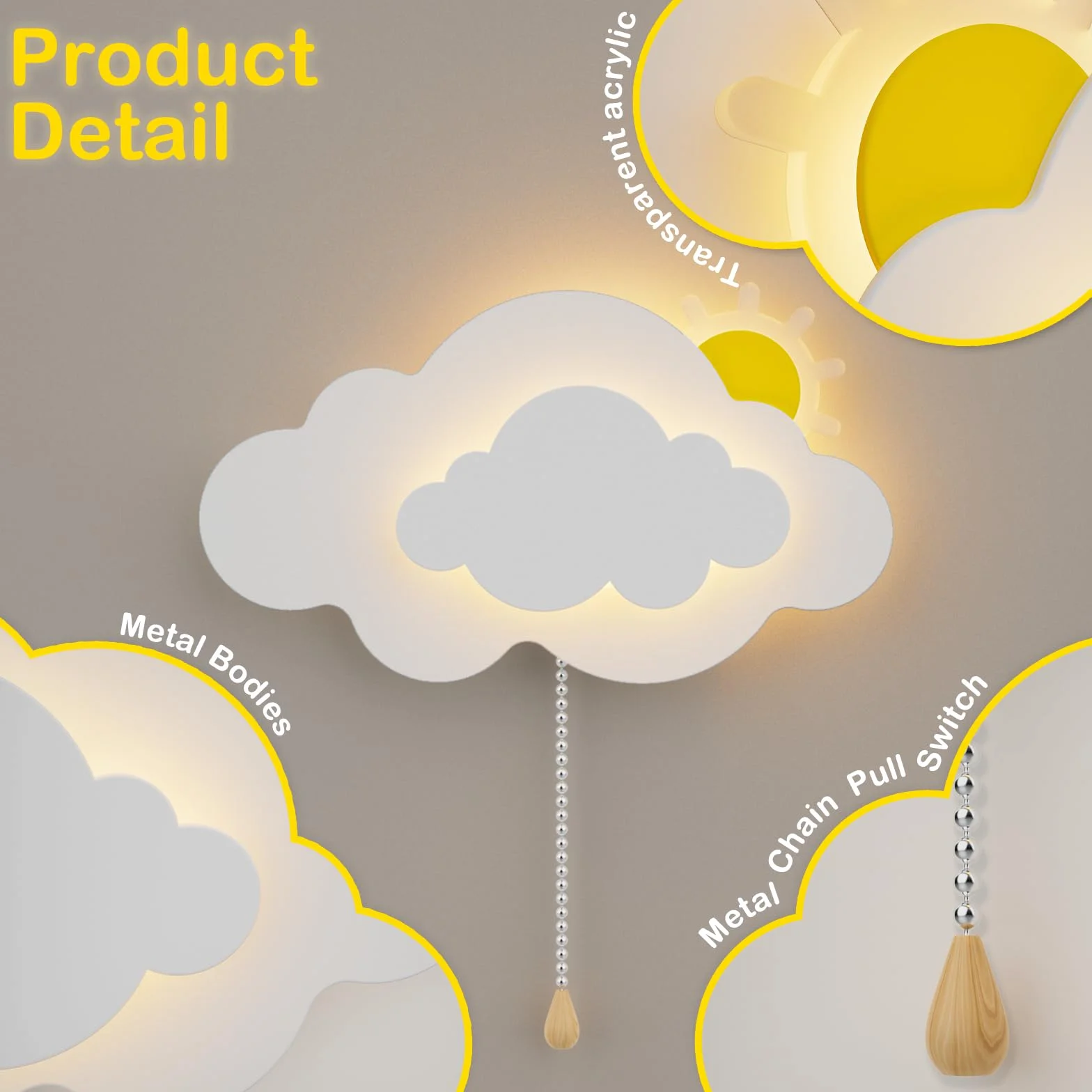 DROMEZ Applique Murale Enfant LED - Lampe Murale Sans Fil Rechargeable 3 Températures de Couleur Blanc