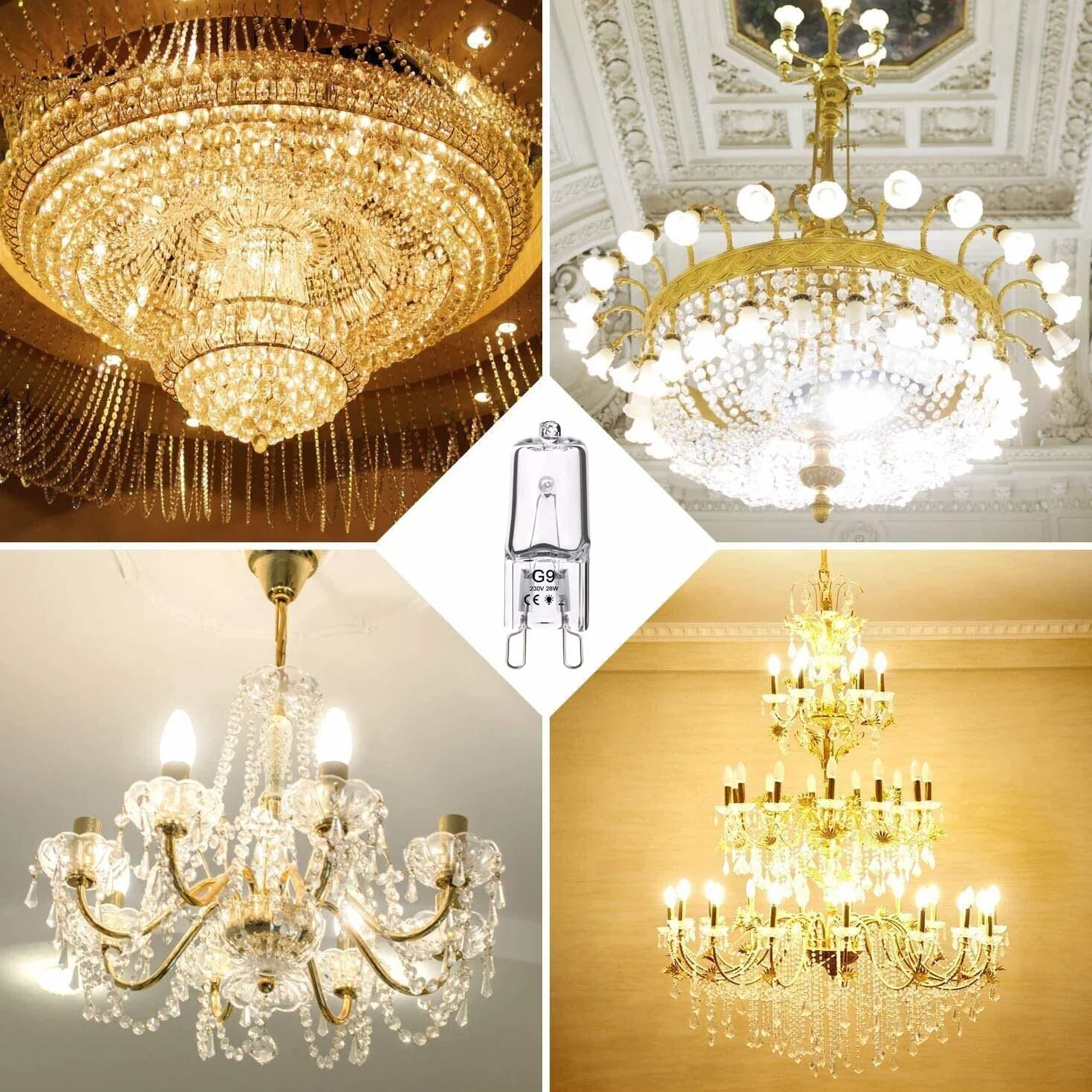 Ampoule Halogene G9 28W 230V 370LM 2800K Blanc Chaud Dimmable Lampe à Capsule Transparente (Pack de 5)
