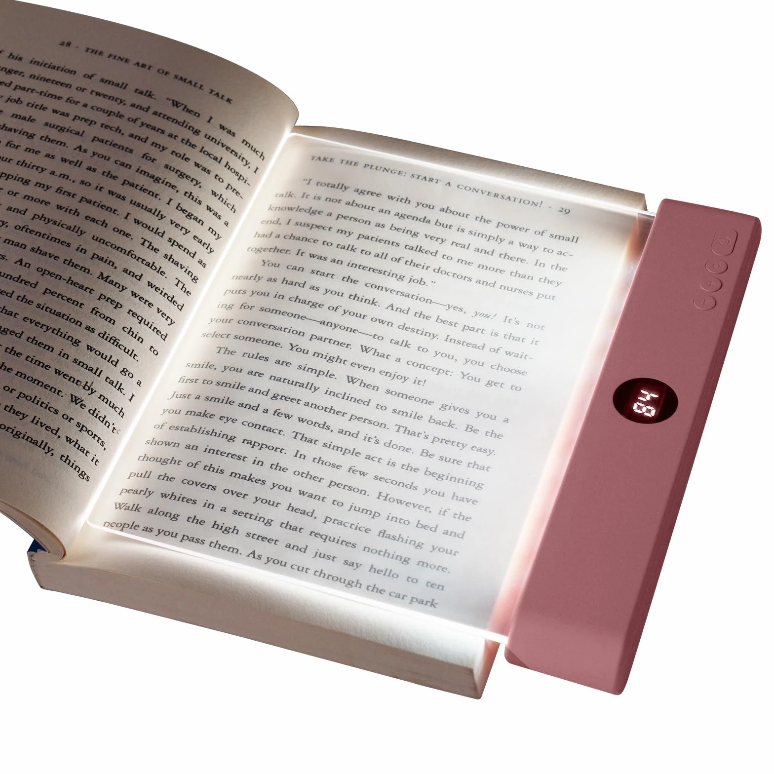 HOTUT Lampe de Livre Plate LED, Lampe de Lecture Portable, Protection des Yeux, Rose