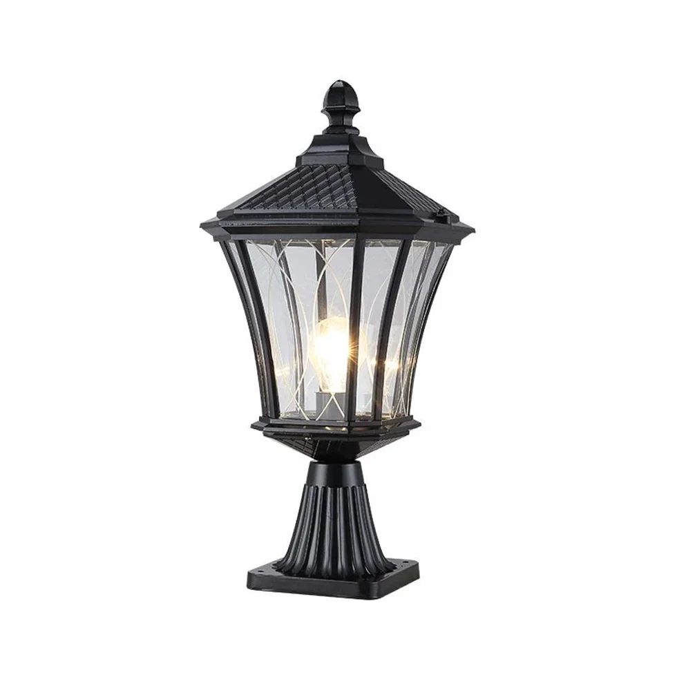 Aluminium retro imperméable pilier extérieur E27 lampe de colonne antirouille métal moulé sous pression