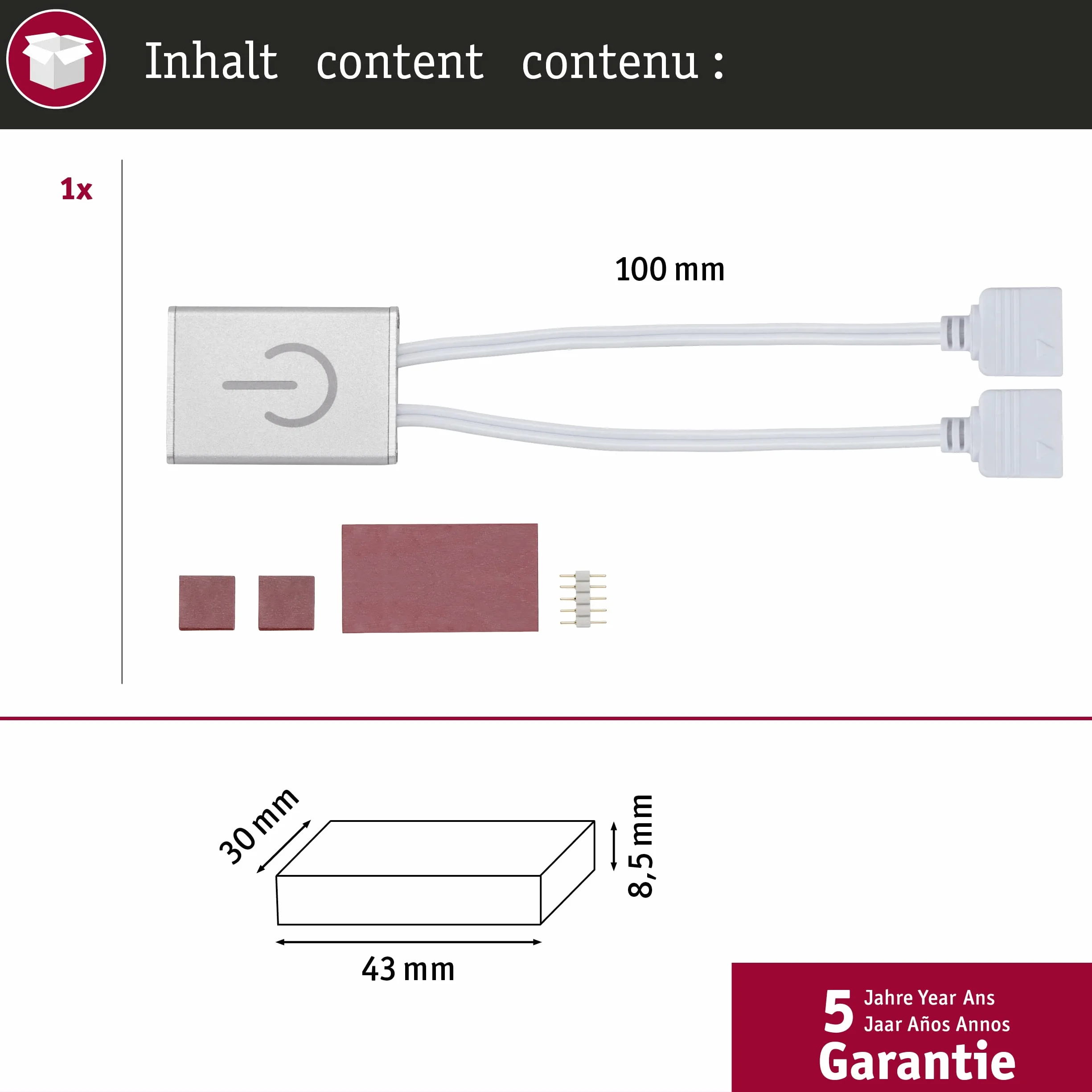 Paulmann Strips MaxLED Touch Switch 144W Bande Lumineuse LED Argent Métal