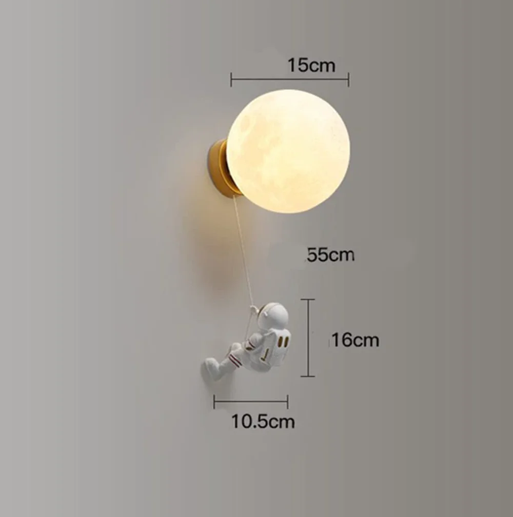 Lampe Murale 3D Astronaute Lune Veilleuse Enfants E27