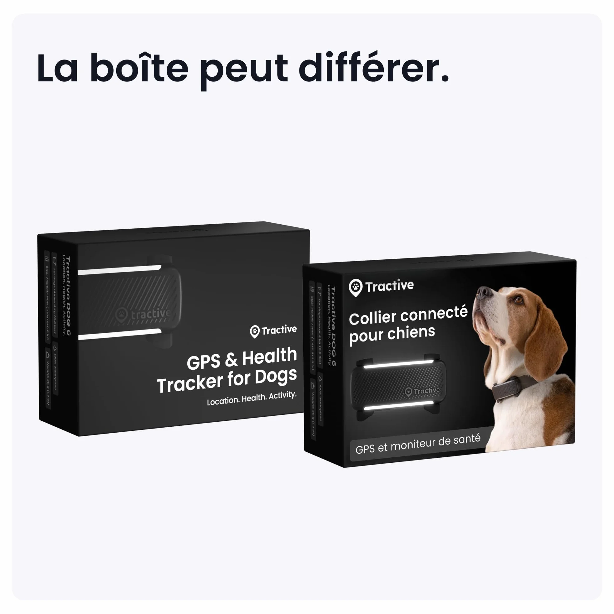 Tractive Collier GPS pour chien 2025 Édition Localisation en direct Alertes anti-fugue Moniteur d'activité et d'aboiements Noir