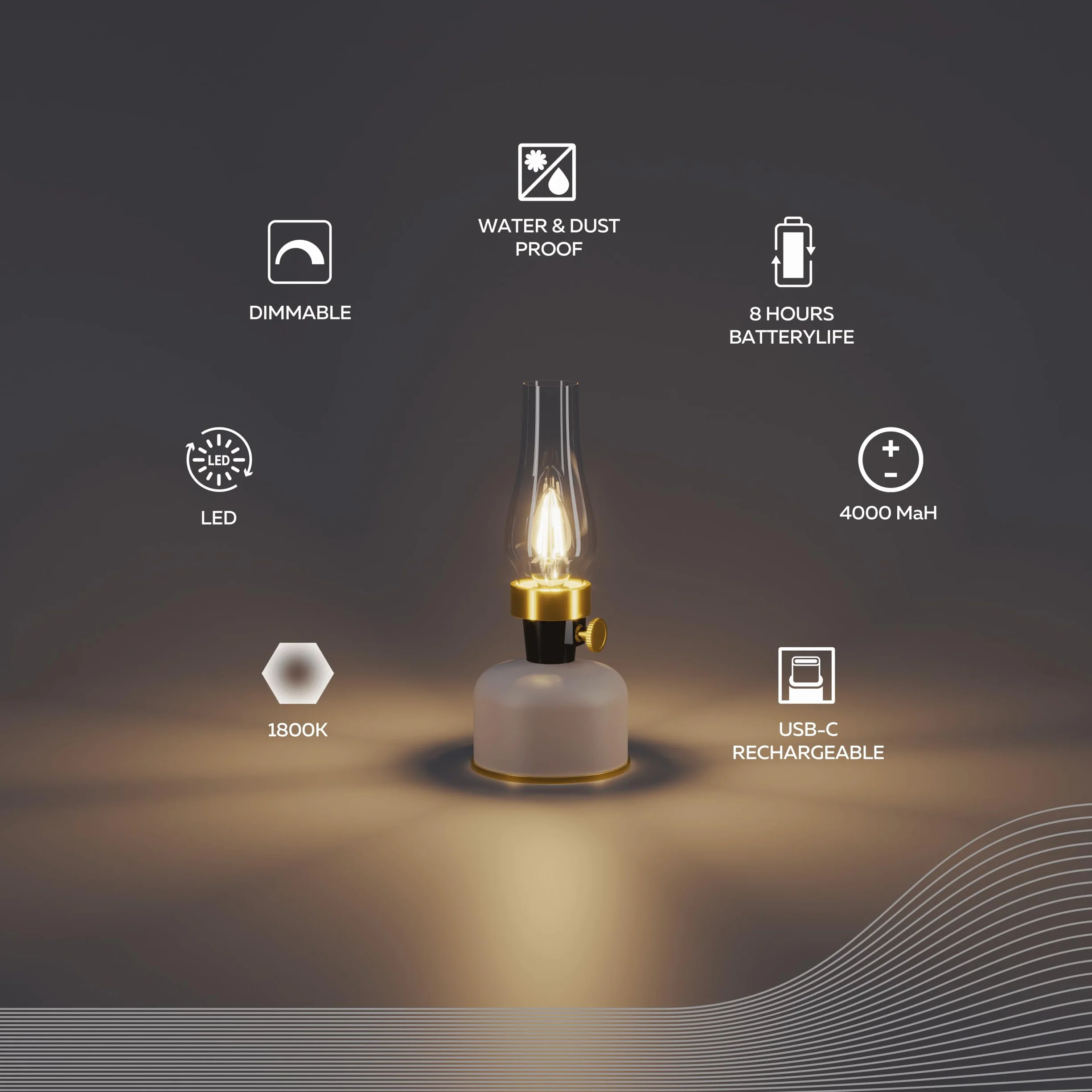 CALEX Lavinio Lampe de Table Rechargeable LED Sans Fil, Lanterne Camping Intérieur Extérieur