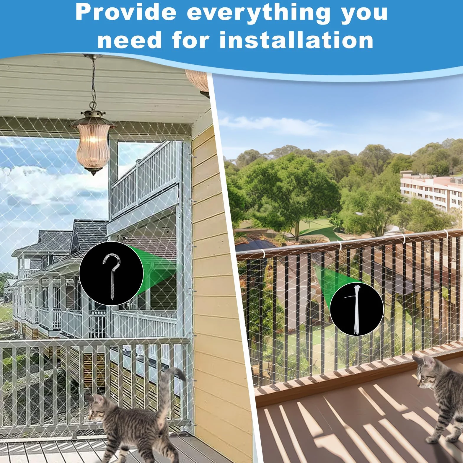 Filet de Protection Chat Transparent 3 x 8 m pour Balcon