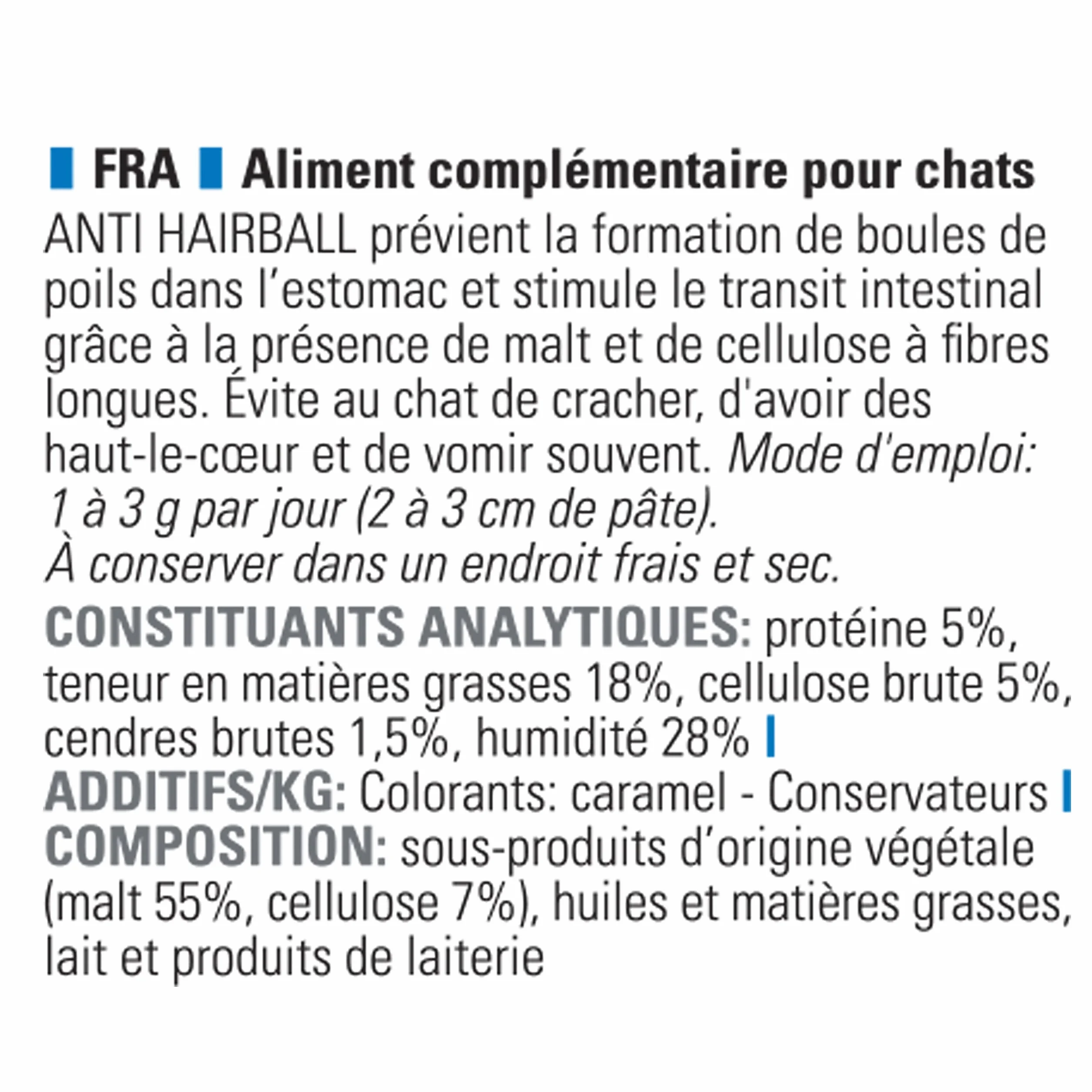 VERSELE-LAGA Oropharma Anti Hairball Pâte pour Chat Prévention Boules de Poils 100g