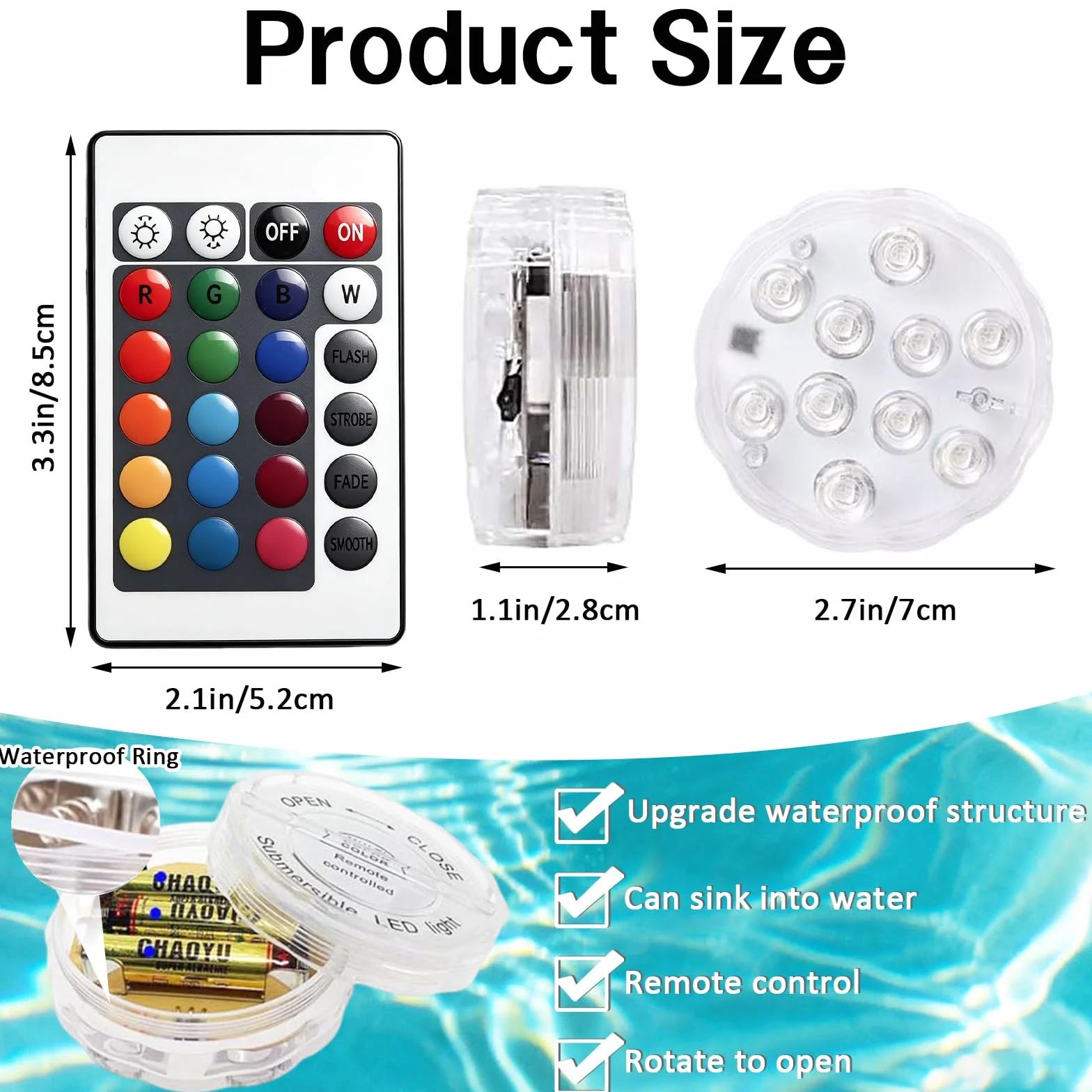 Lumière LED Submersible 16 Couleurs RGB Étanche IP68 pour Piscine Étang