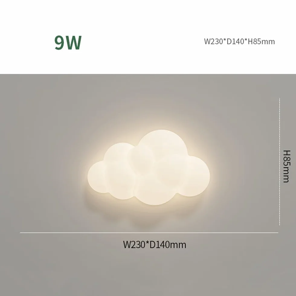 Applique murale LED 10W Dimmable Blanc Lait Étoile Nuage Acrylique pour Chambre Enfants