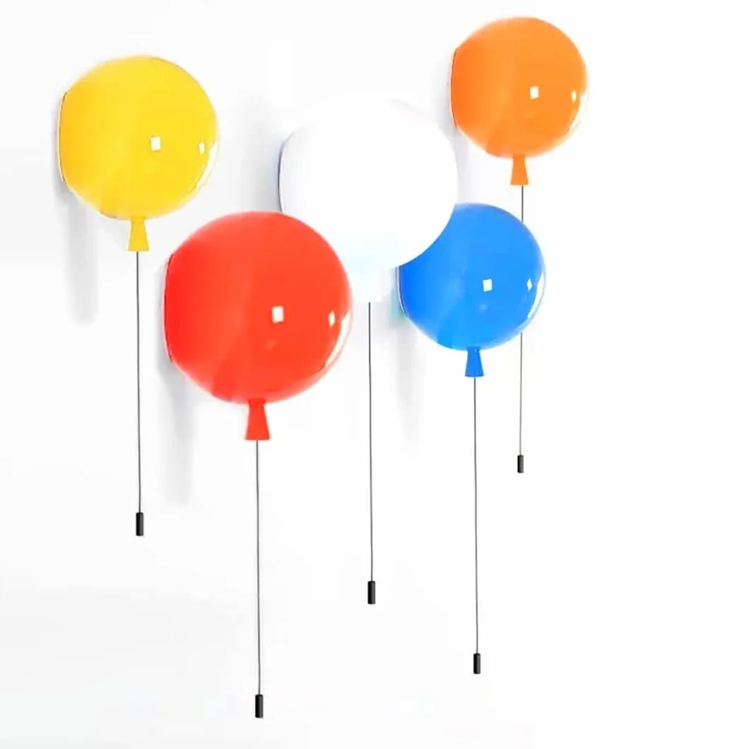 Ballon Créatif Applique Murale Colorée pour Chambre d'Enfant avec Interrupteur à Corde