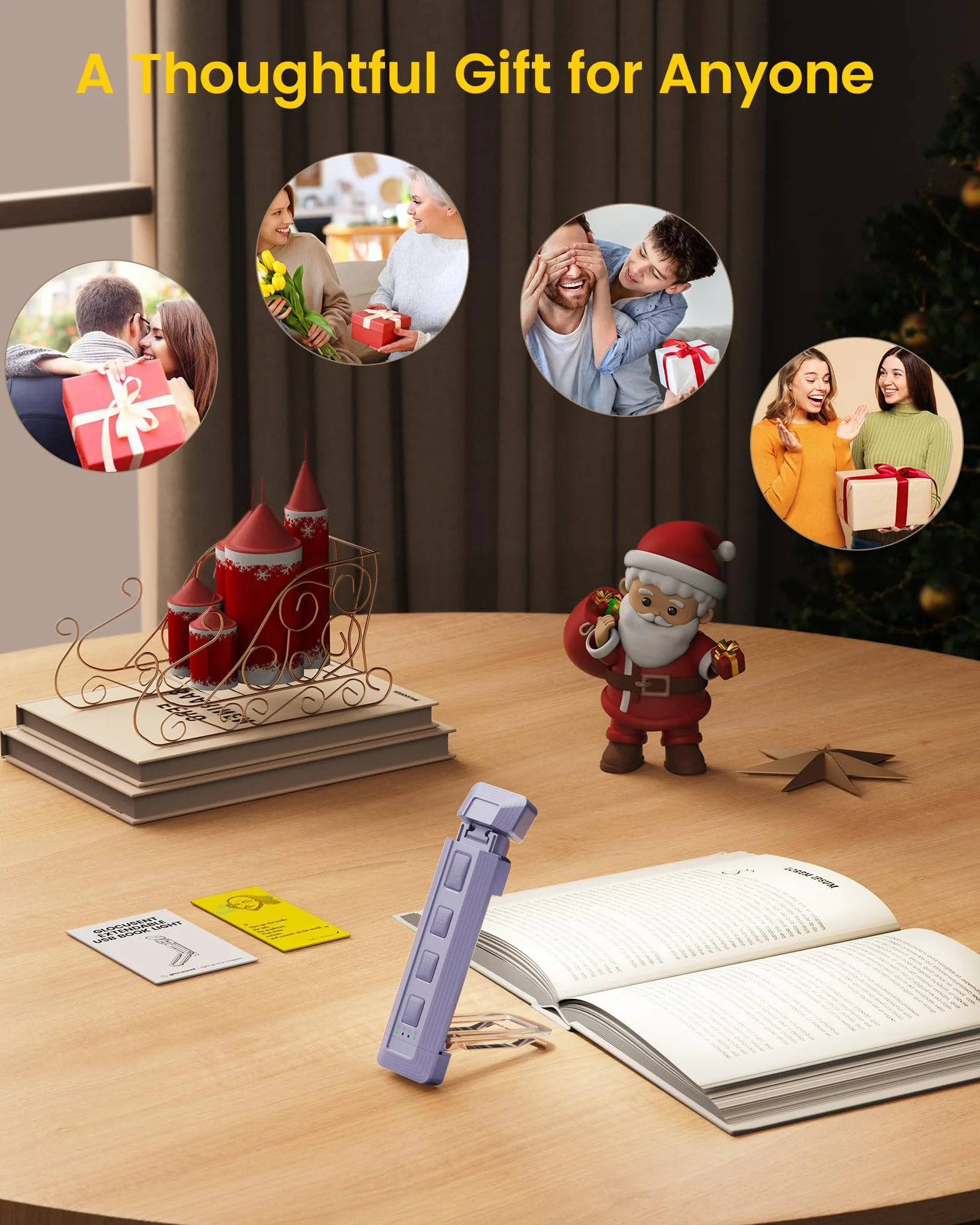 Glocusent Lampe de lecture USB rétractable