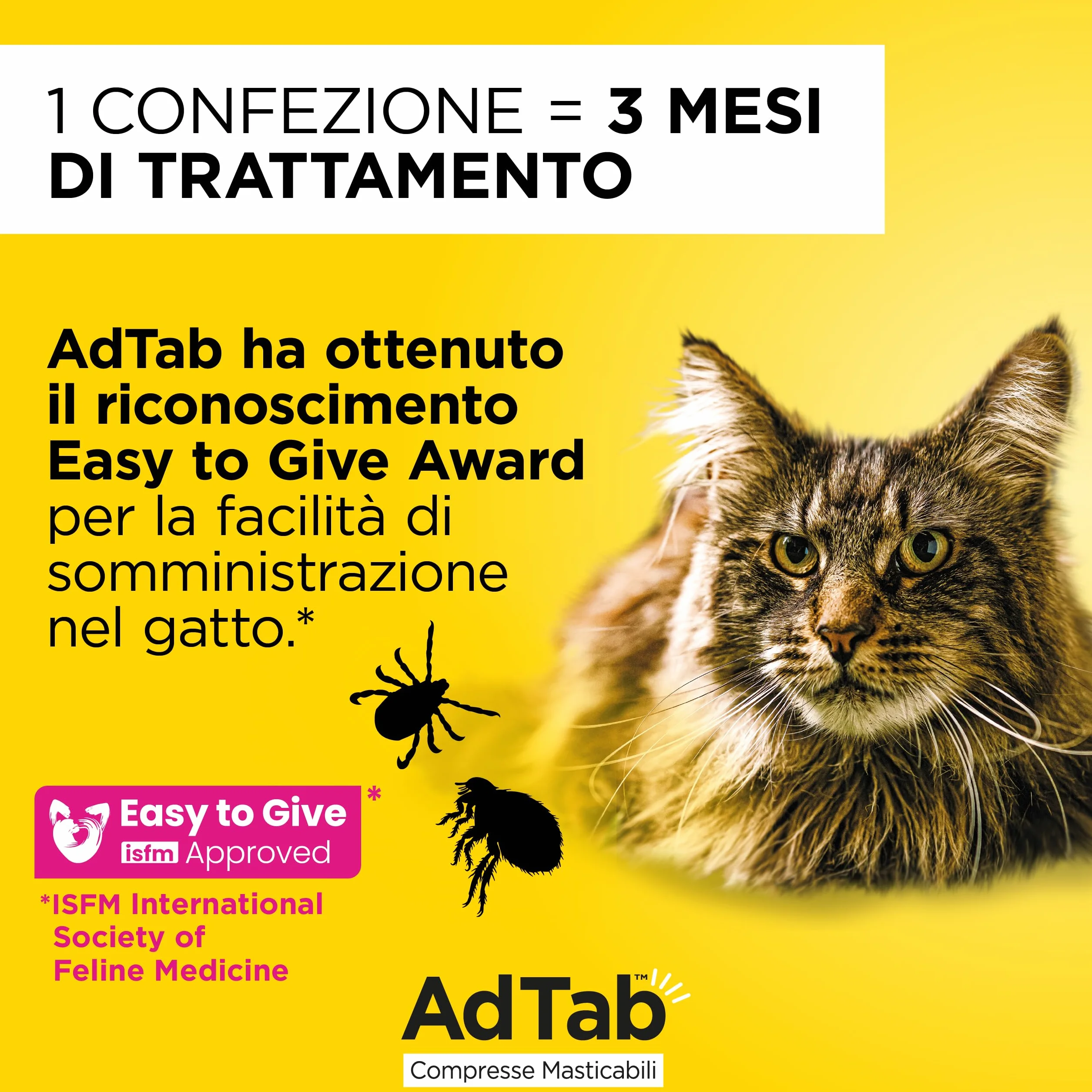 AdTab Comprimés à croquer pour Chats 2,0-8,0 kg - 3 comprimés