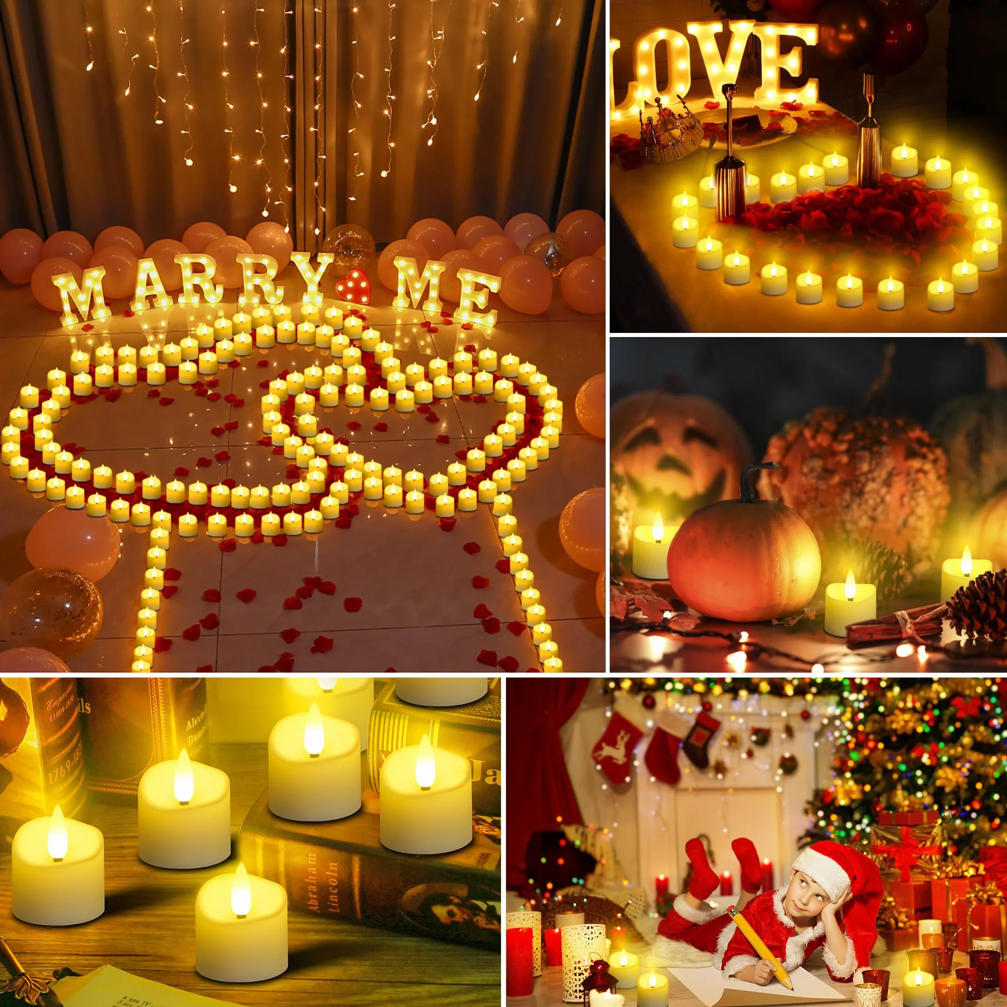 Bougies LED 12 pièces avec télécommande et minuterie, flamme vacillante, piles, décoration Noël Halloween