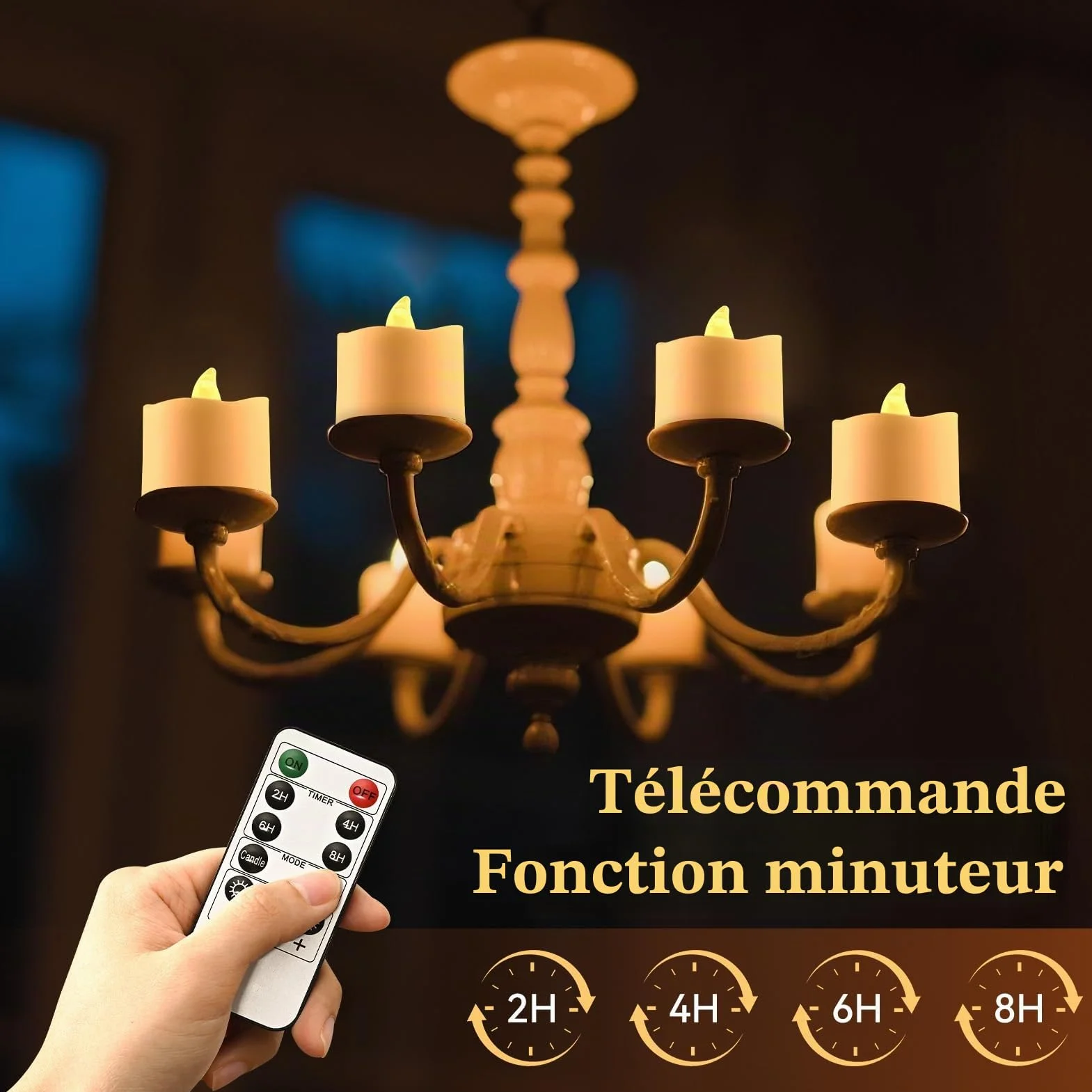 RaceGT Lot de 20 bougies LED chauffe-plat avec minuterie et télécommande, blanc chaud