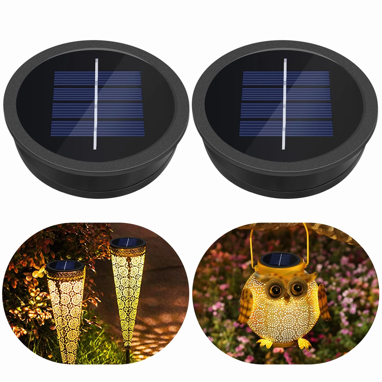 Lot de 2 Lanternes de Remplacement LED IP44 7 cm Lumière Chaude 600 mAh 1.2 V