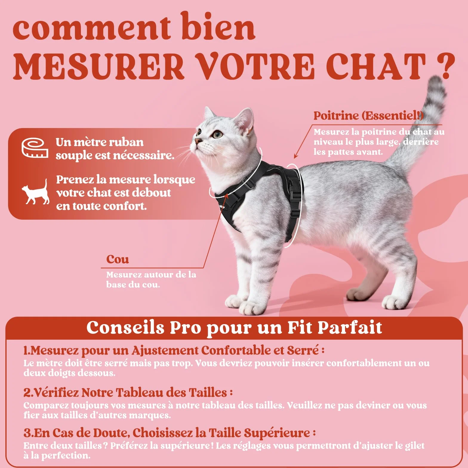 Rabbitgoo Harnais Chat Réglable Noir XS Réfléchissant Gilet Respirant pour Petit Chien Chaton