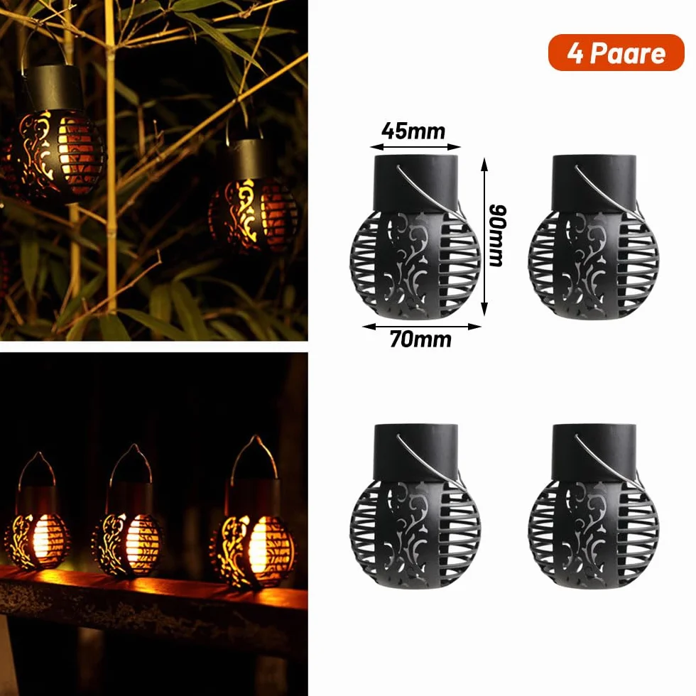 Lanterne Solaire Extérieure LED Flamme Solaire Flamme Lumières Jardin (4pcs)