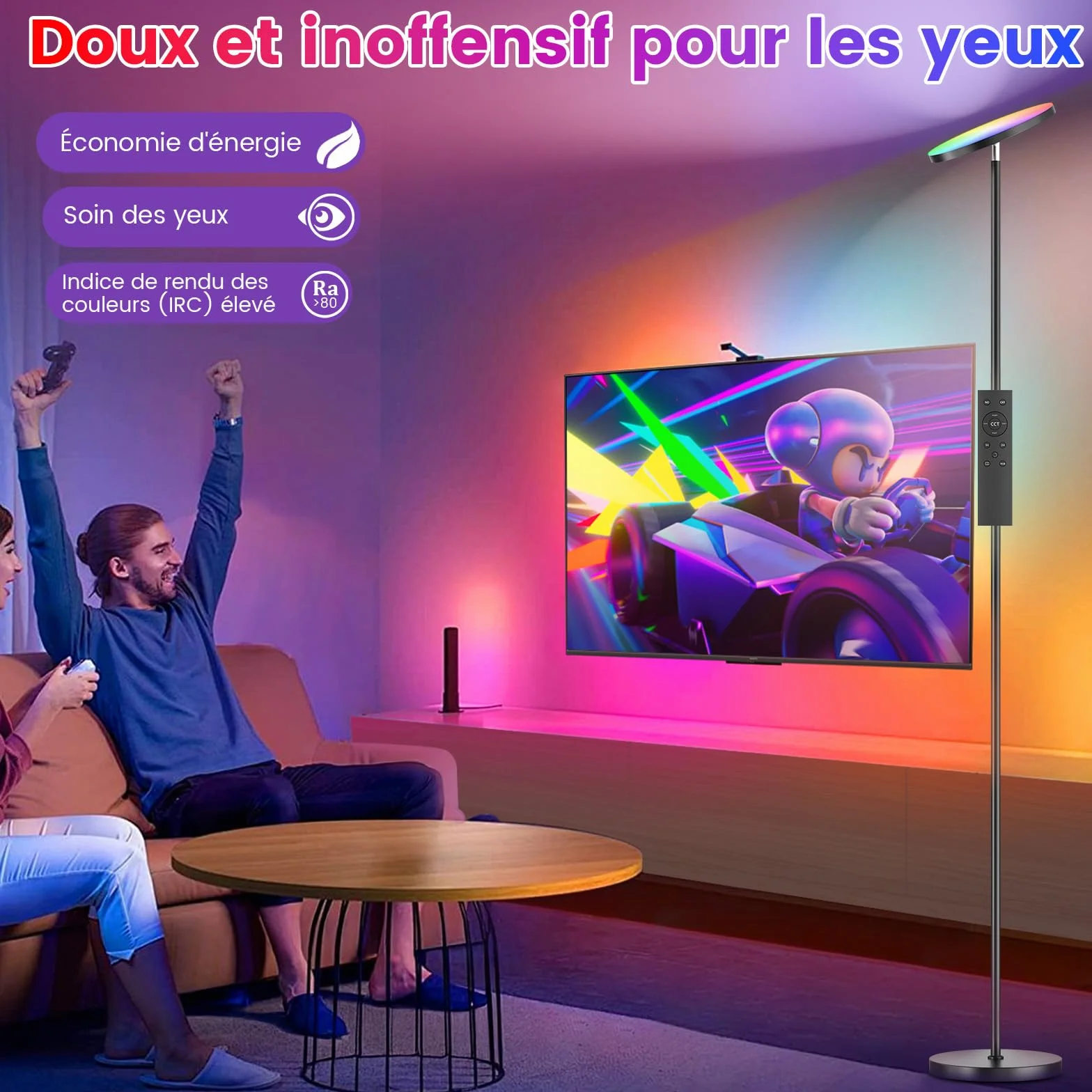 Lampadaire sur Pied LED 36W 3000LM Dimmable 2700K-6500K RGB Télécommande Contrôle Tactile