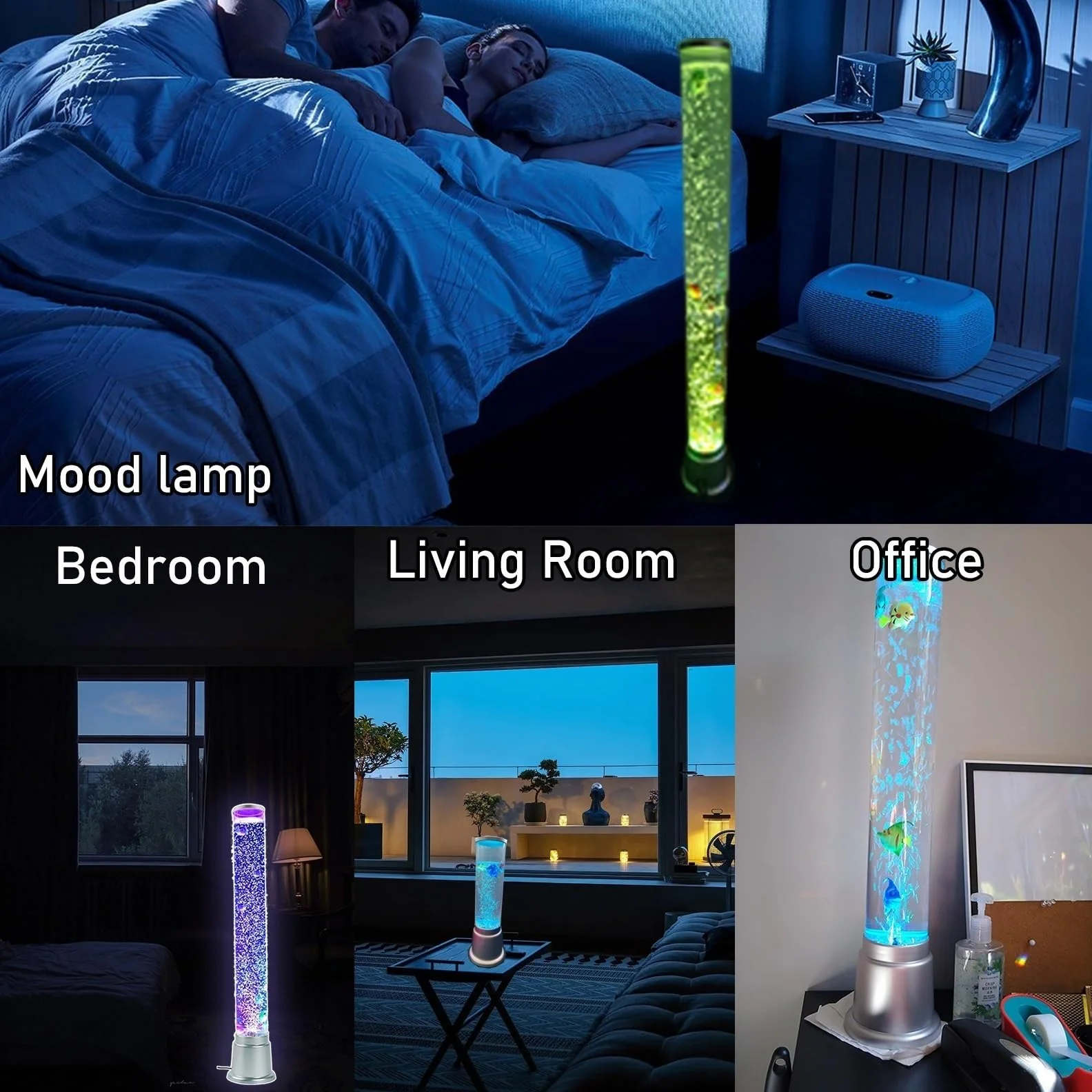 Fantasy Bubble Fish Tube LED Aquarium 2.5 Pieds 6 Poissons Artificiels 7 Couleurs Changeantes