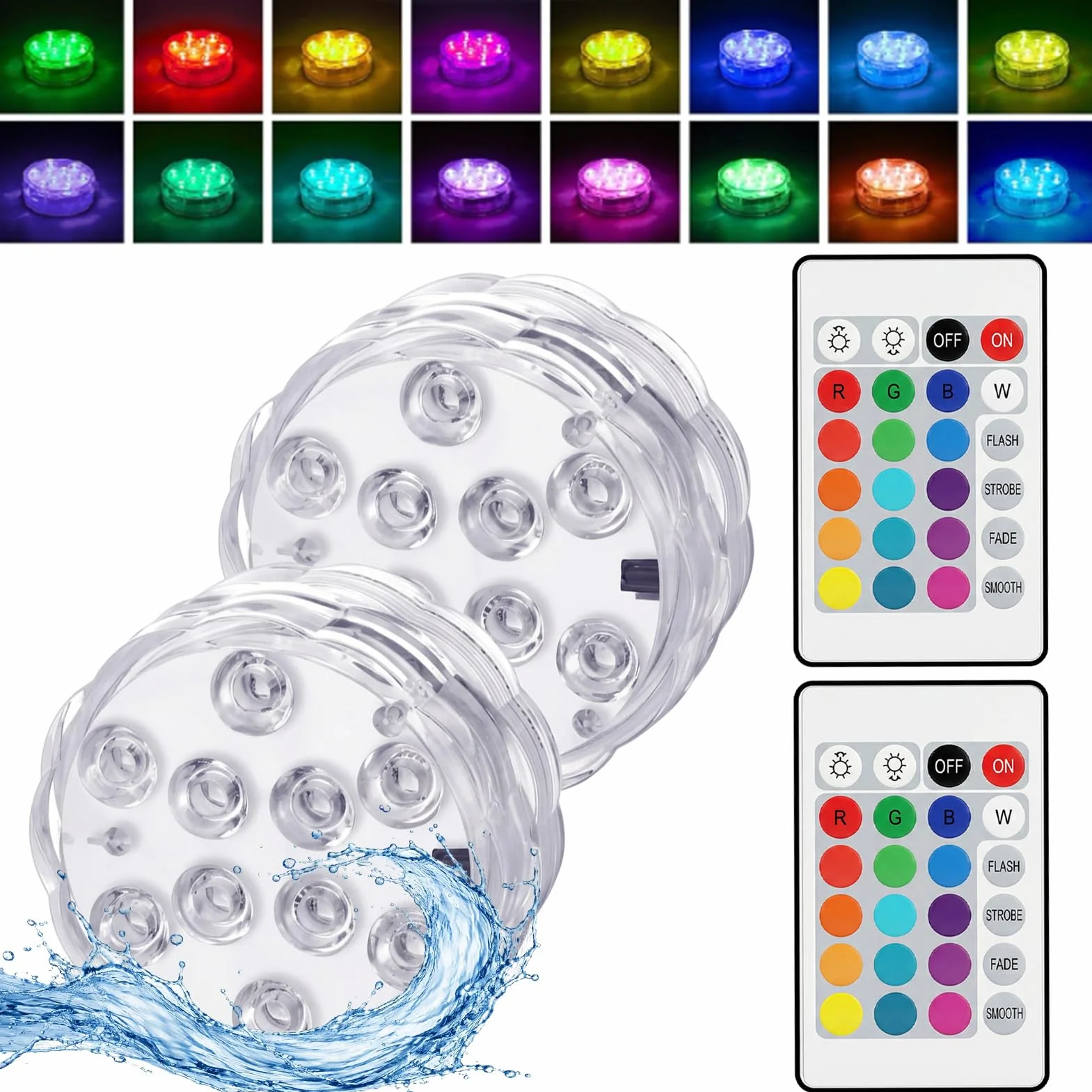 Lumières LED Submersibles avec Télécommande, Lampe Piscine Étanche Multicolore à Piles, Spot LED pour Aquarium, Spa, Baignoire, Jacuzzi