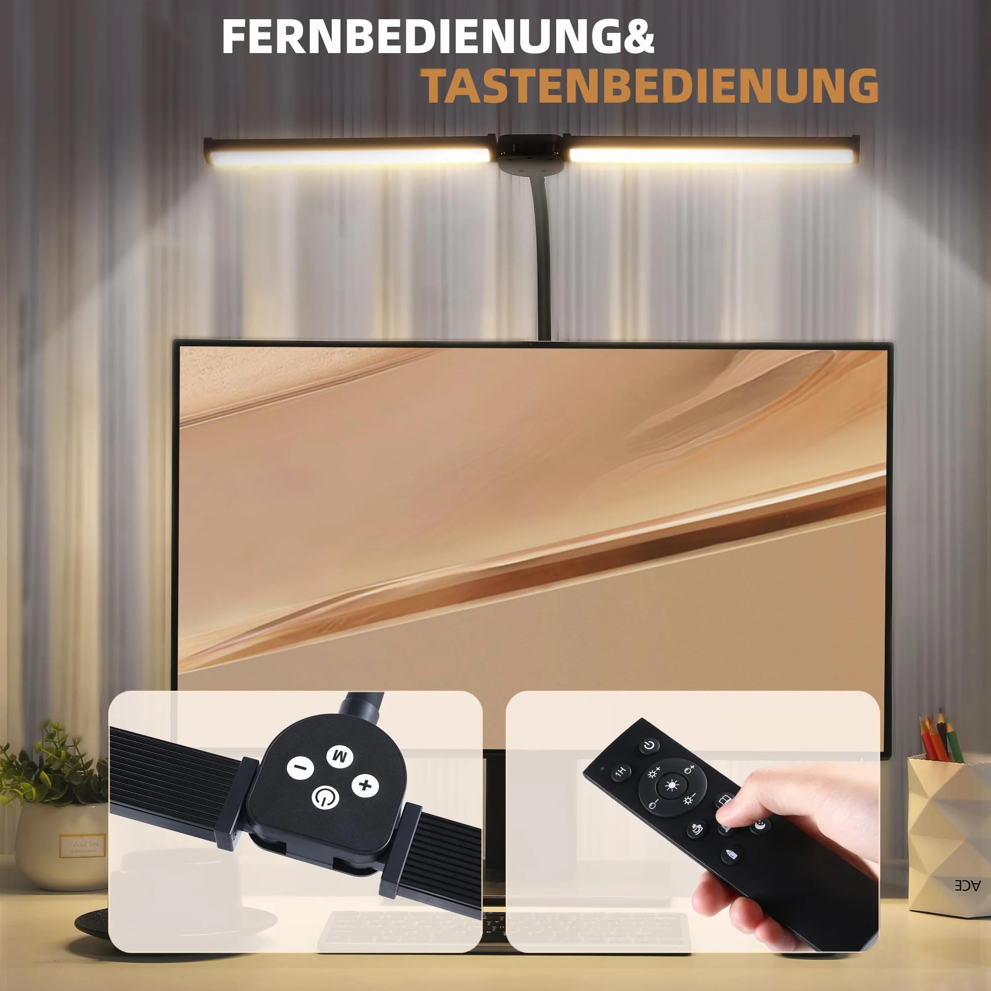 Lampe de Bureau LED, Double Tête, 5 Modes Couleur 5 Niveaux Luminosité, Col de Cygne Flexible