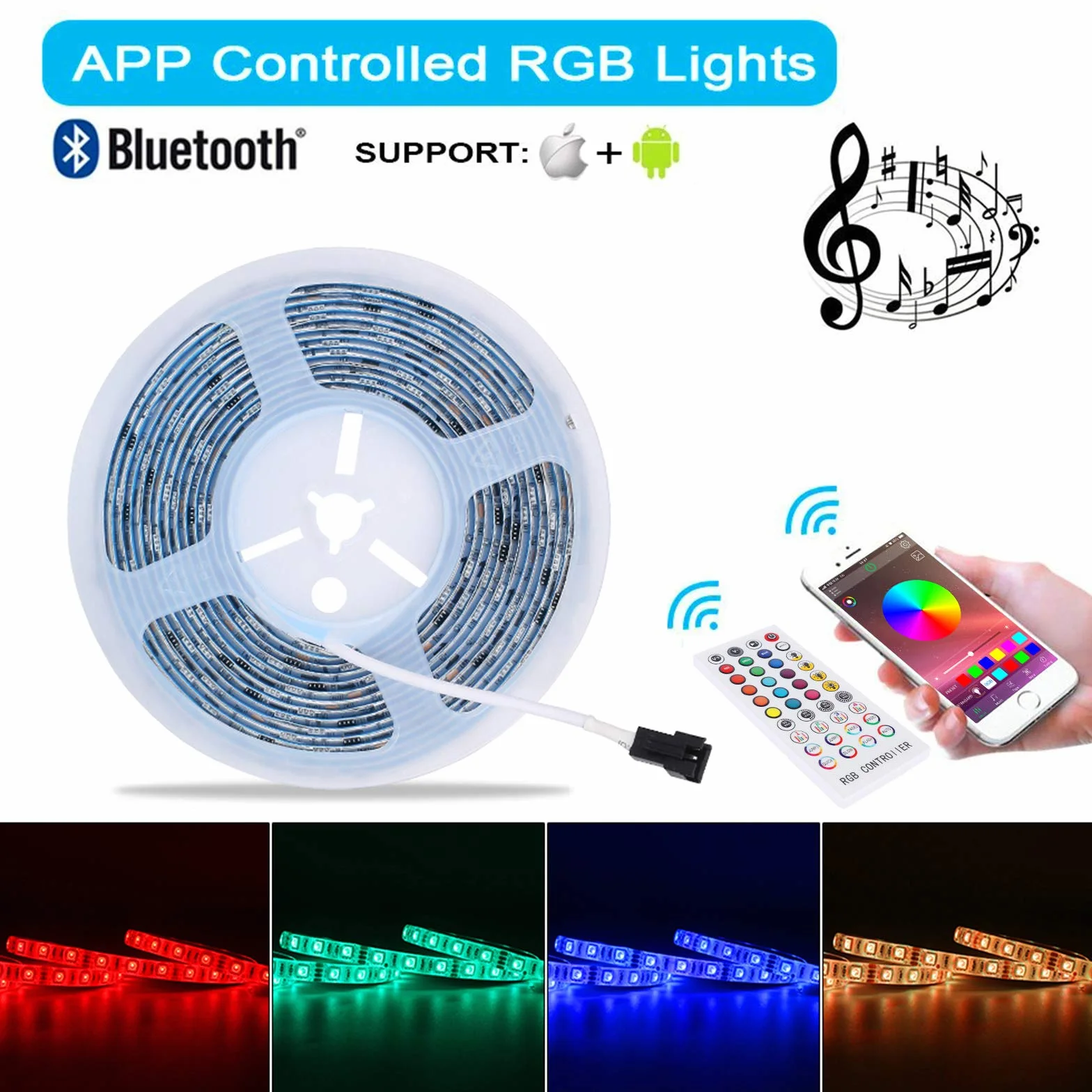 Récepteur Bluetooth ALED LIGHT Télécommande IR 40 Touches Contrôleur Bluetooth Ruban LED RGB Contrôlé par APP Smartphone