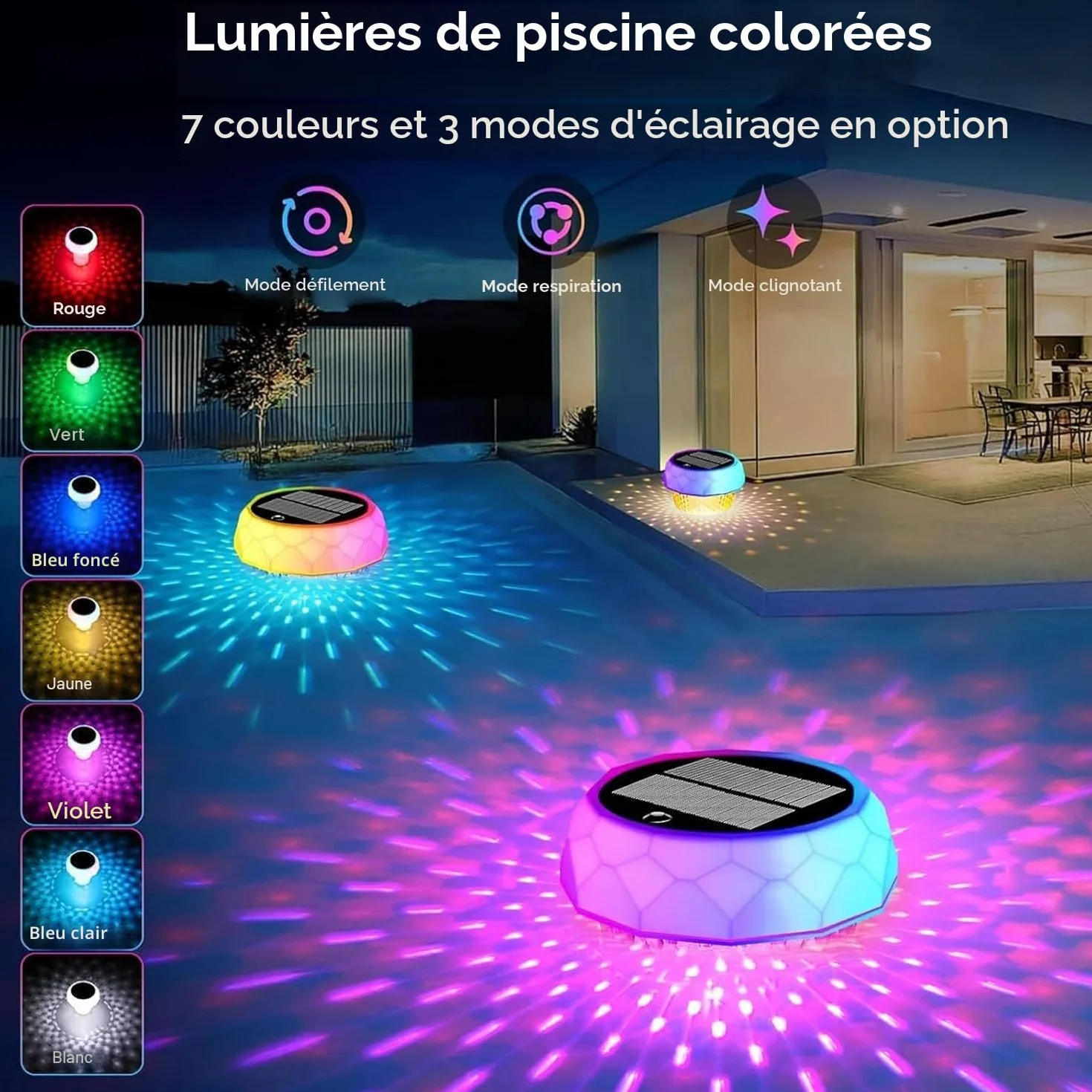 Joycome Lumiere Piscine RGB LED avec Télécommande, Lampe Flottante IP68 Étanche