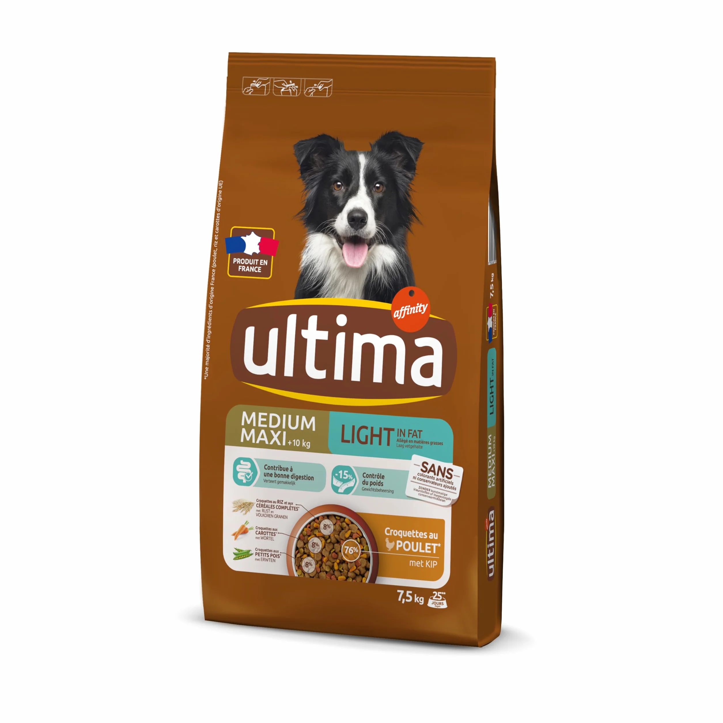 Croquettes pour Chien Ultima Medium-Maxi Light Poulet Riz, 7.5 kg
