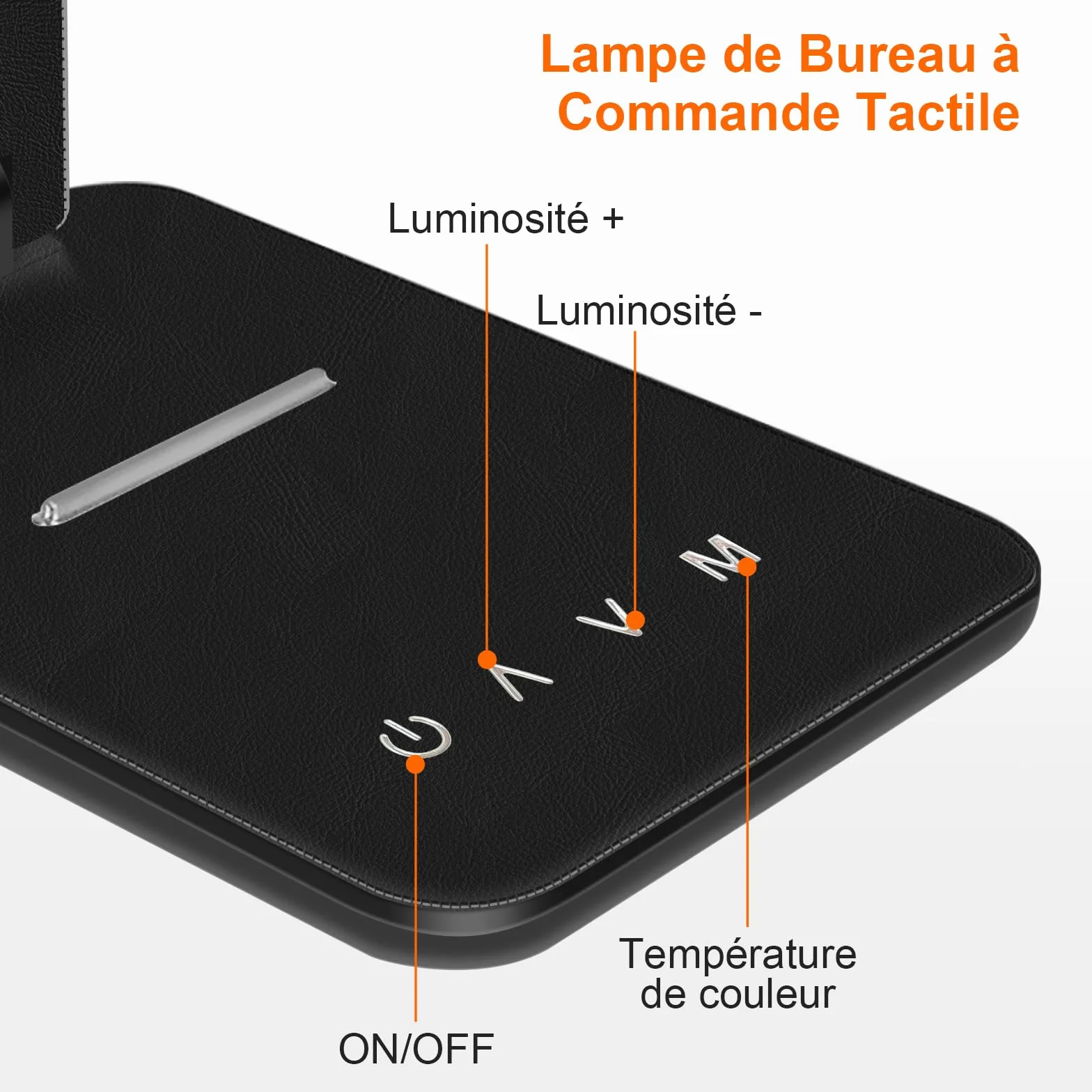Lampe de Bureau LED Pliable Dimmable 5 Modes de Couleur 5 Niveaux de Luminosité avec Port USB Noir