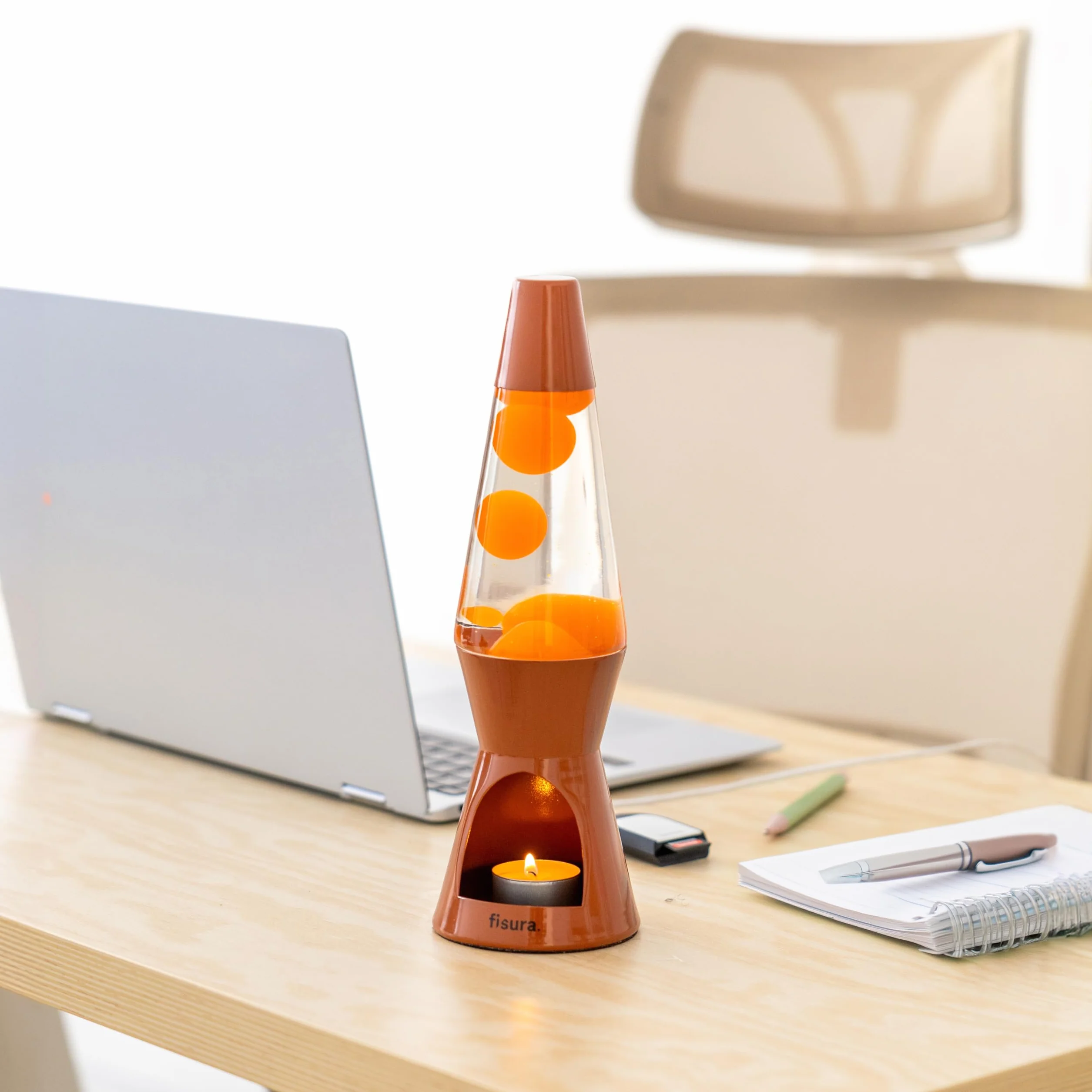 Lampe à lave terracotta sans électricité 29 cm x 8,5 cm Cadeau original