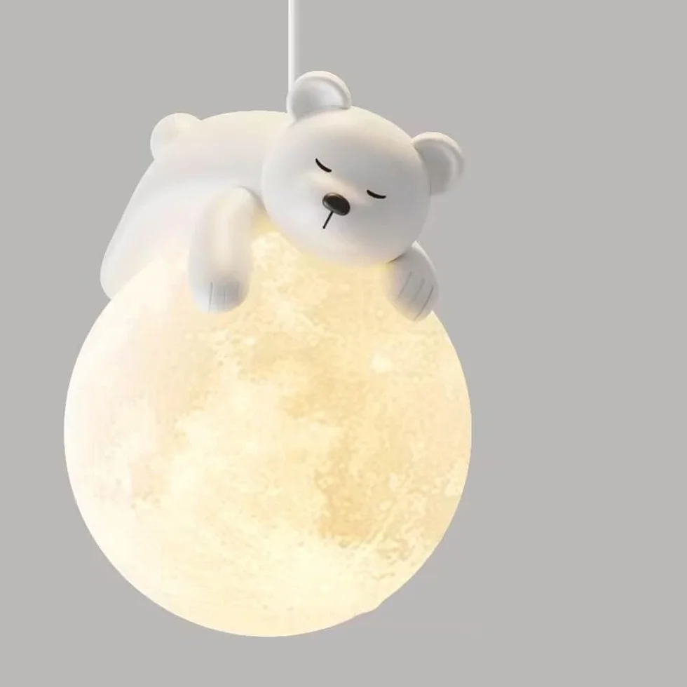 SEMANHUA Applique murale câblée 3D boule de lune lampe de chevet nordique à intensité variable lapin
