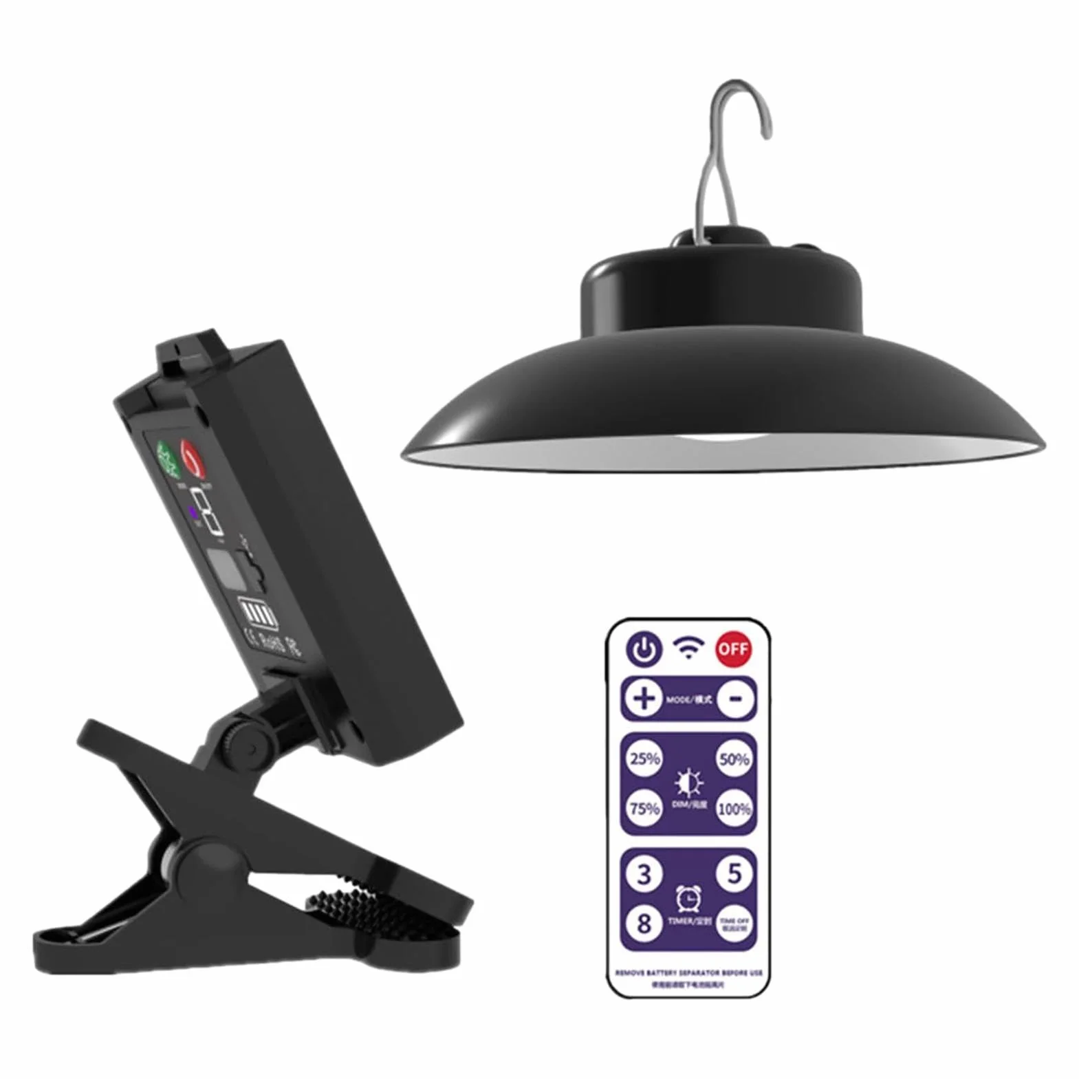 Lampe solaire pour parasol avec télécommande, étanche, LED rechargeable, clipser
