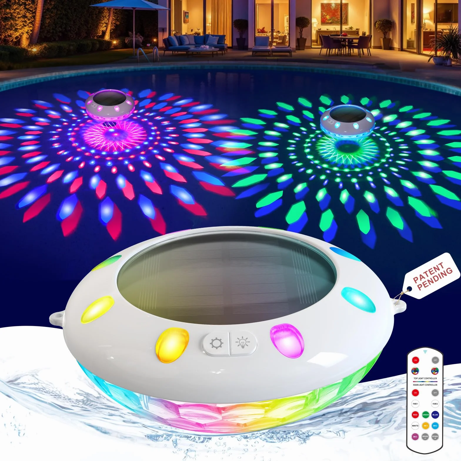 AearKing Lumière Piscine Flottante LED RVB avec Télécommande, IP68 Étanche 1 Pièce