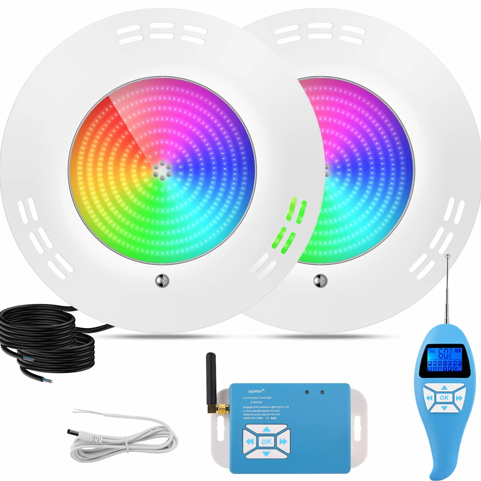 Projecteur Piscine LED 35W RGB Dimmable IP68 12V AC Lot de 2
