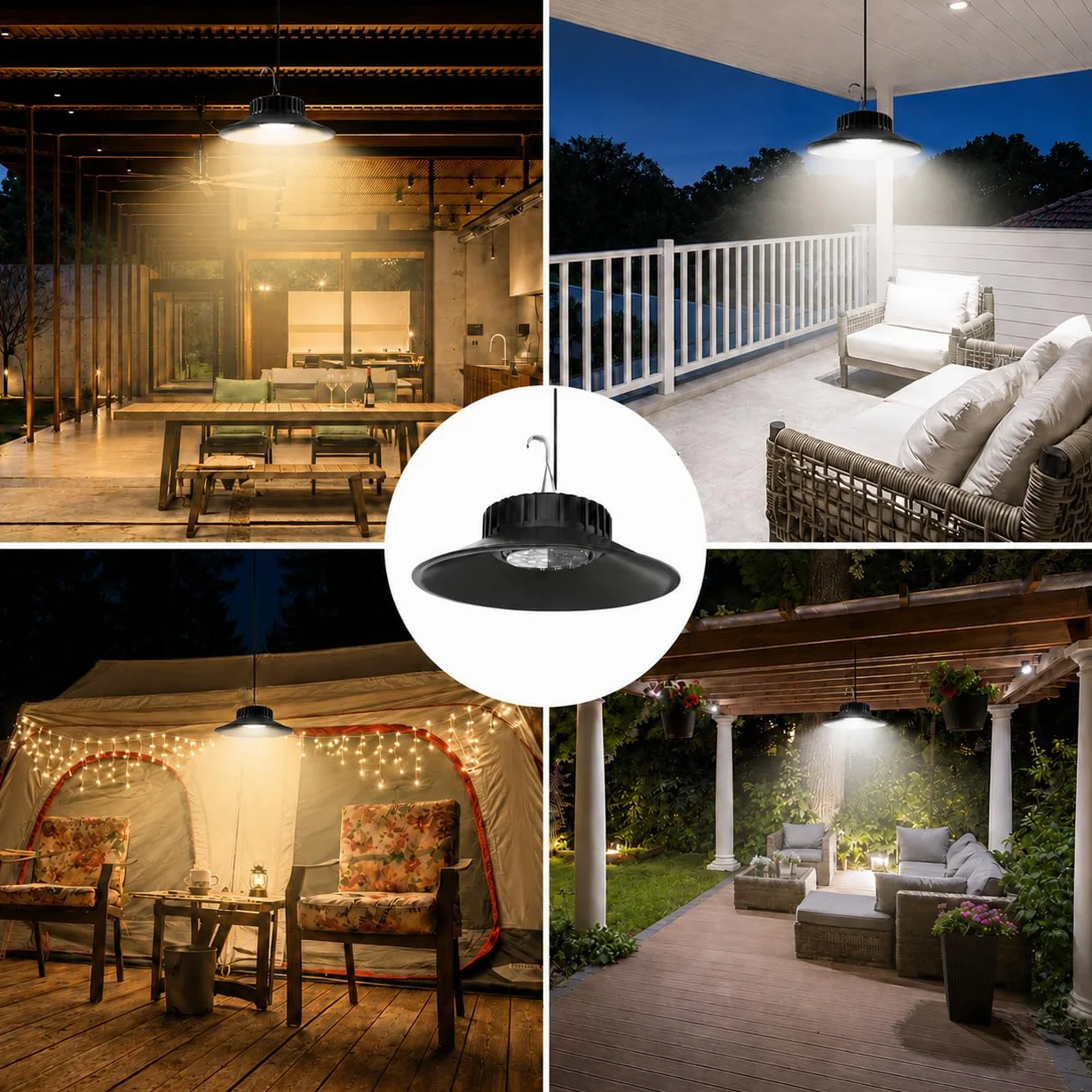 NATPOW Lampe Solaire Extérieur Suspendue IP65 Jardin Terrasse 2 Pièces