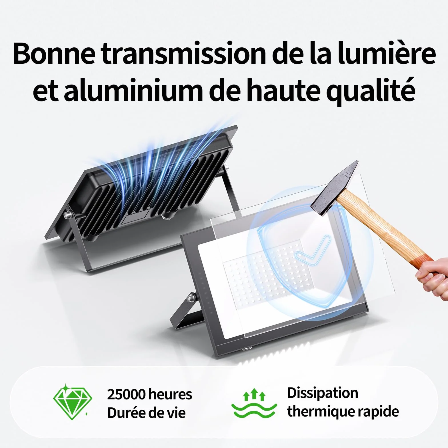 Projecteur LED Extérieur 100W 10000LM 6500K IP65 Étanche