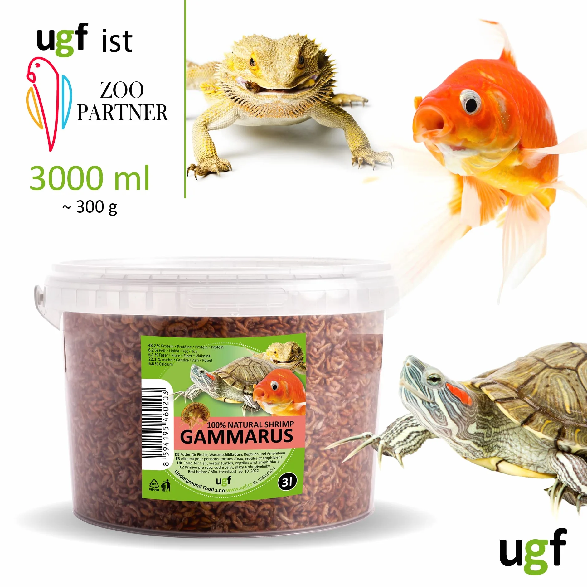 Gammarus Crevettes d'Eau Douce séchées 318 g Nourriture pour Tortues Poissons d'Aquarium