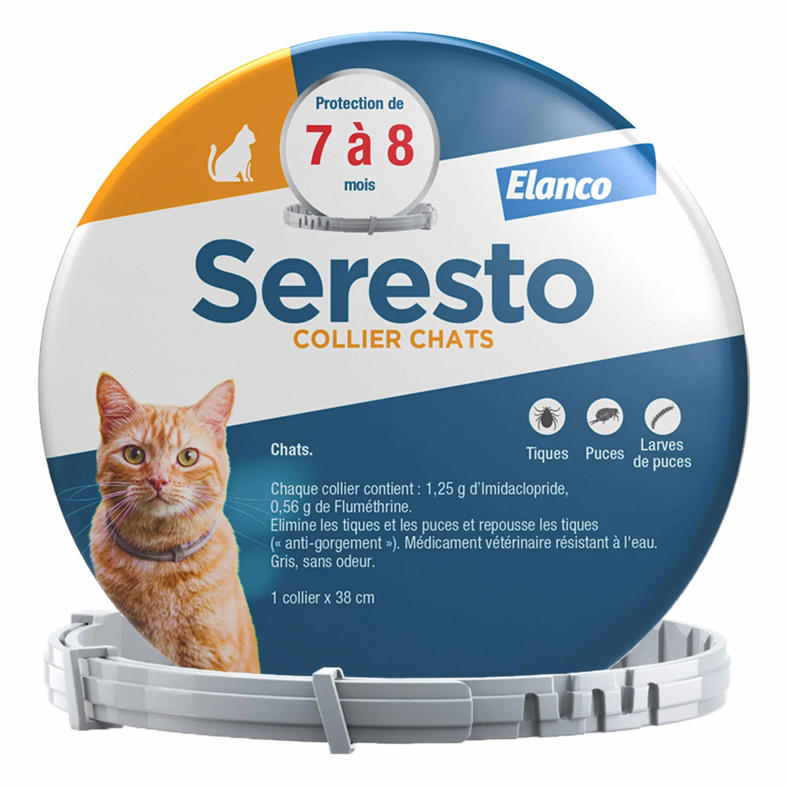 Seresto Collier Chats – Protection anti puces et anti tiques longue durée 7-8 mois Gris
