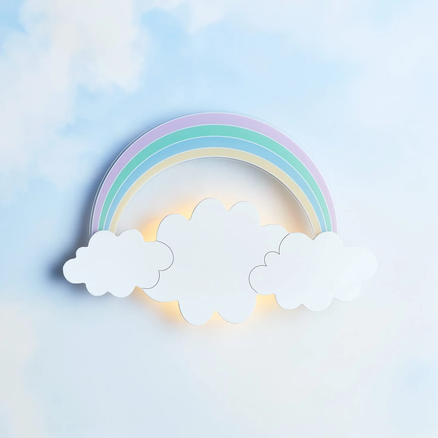 Lights4fun Applique Murale pour Enfant Nuage et Arc-en-Ciel LED Blanc Chaud à Piles