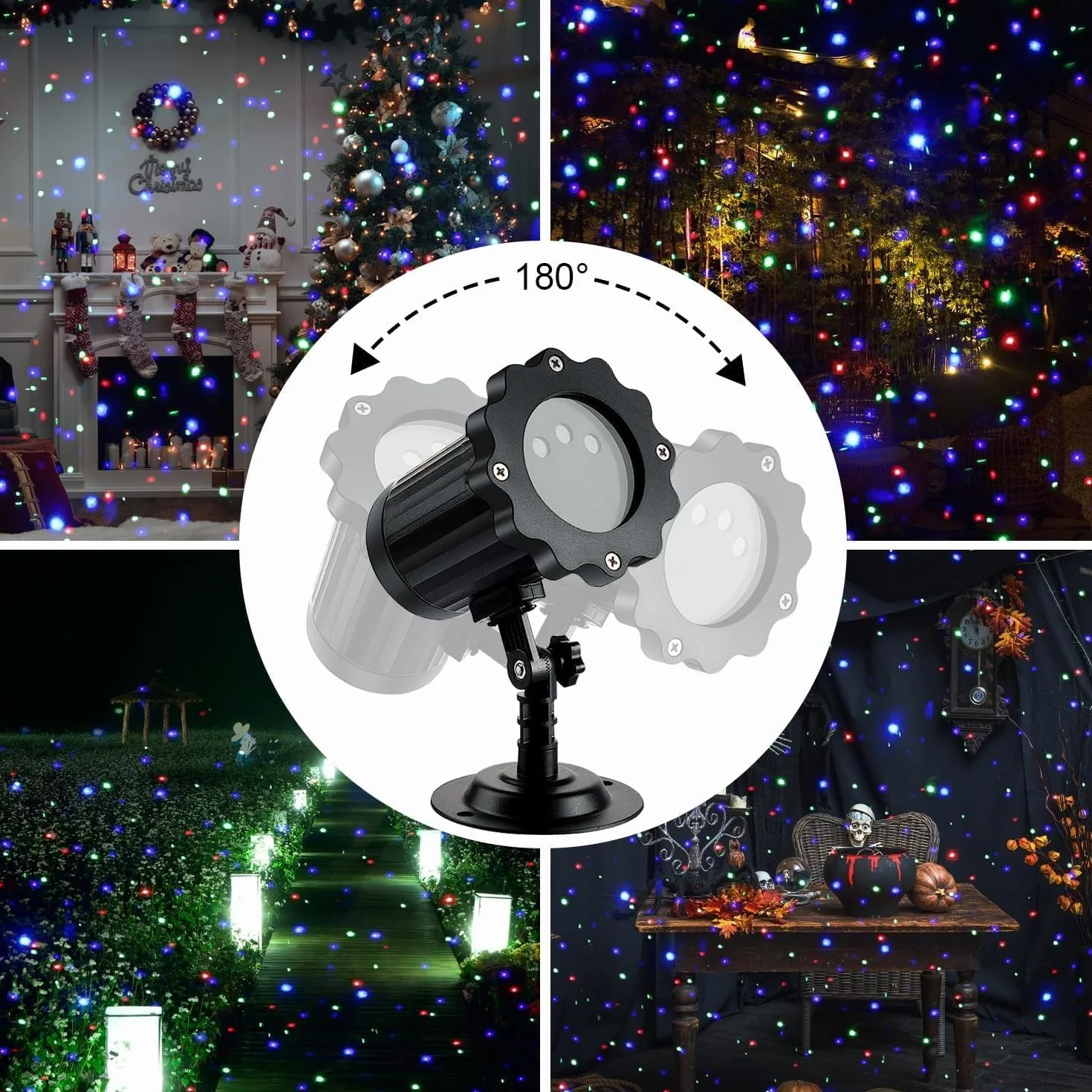 Projecteur Laser Exterieur Noel 3 Couleurs avec Télécommande IP65 16,5 Pieds Decoration Lumière Laser