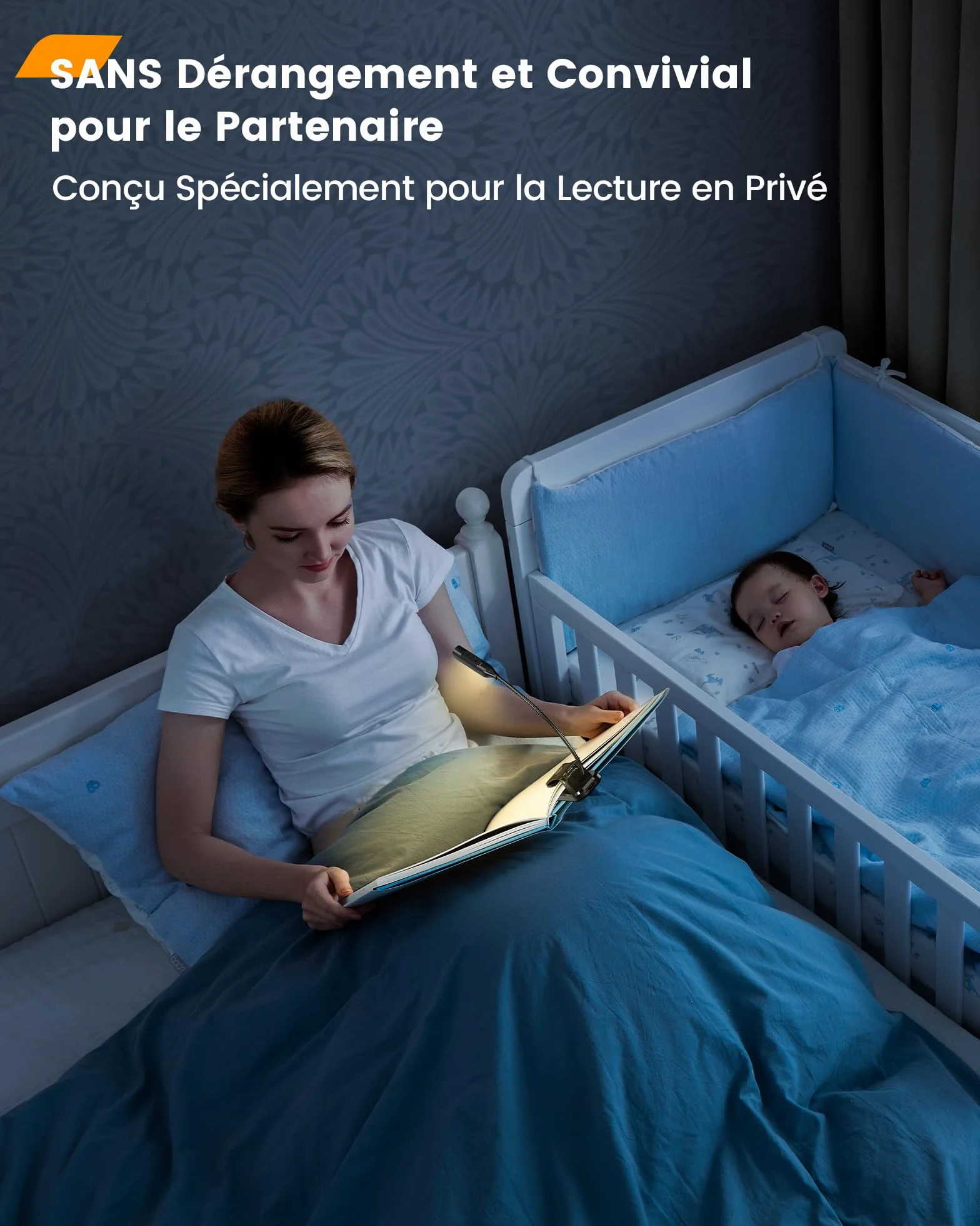 Glocusent Lampe Livre 10 LED, Lampe de Lecture Rechargeable, 3 Couleurs & 3 Intensités, Autonomie 80h