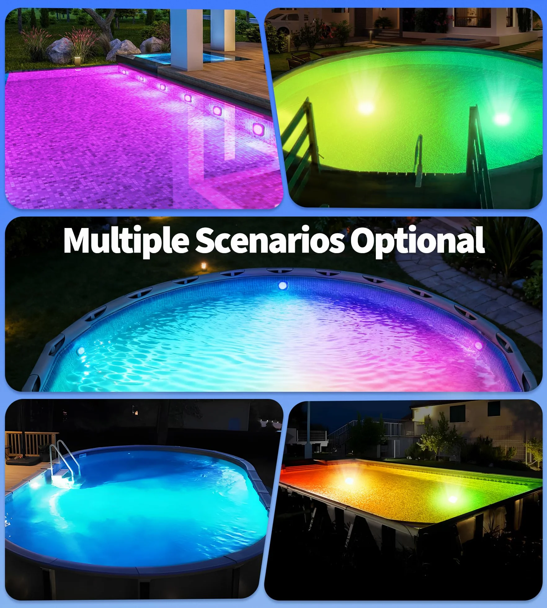 DeeprBlu 2026 Amélioration Éclairage Piscine Sans Fil avec Télécommande, Rechargeable Lumière Piscine Hors Sol Submersible 9 Modes