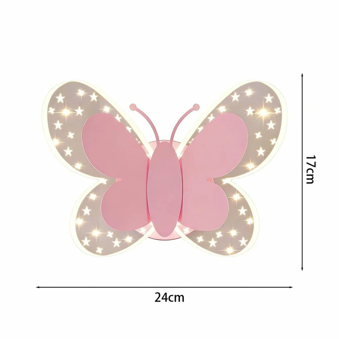 Applique Murale LED 16W Papillon Rose Chambre Enfant