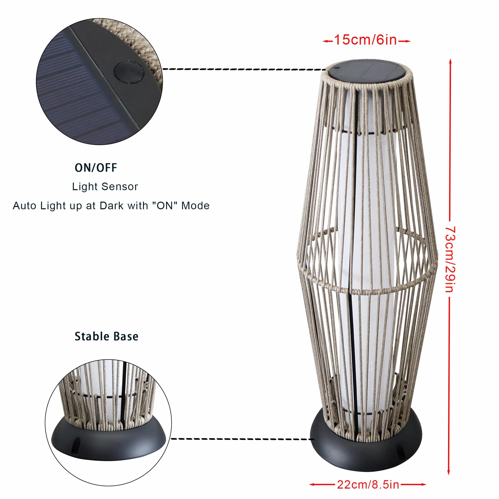 TRIROCKS Lot de 2 lampes solaires en rotin LED IP44 étanche pour extérieur terrasse