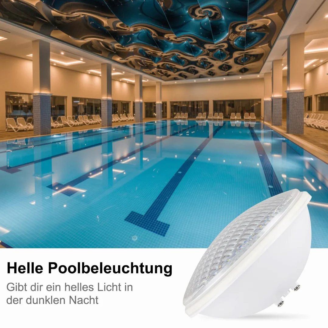 Projecteur de piscine LED PAR56 40W 12V AC/DC IP68 Éclairage submersible blanc chaud