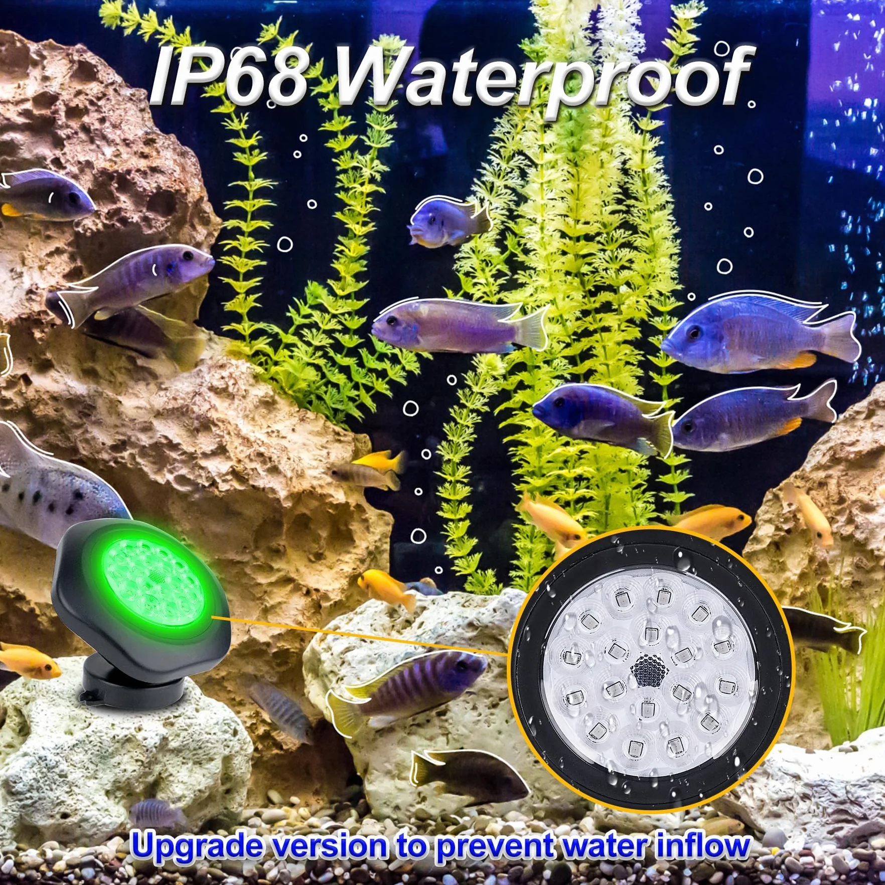 NATPOW Lampe Solaire de Bassin RGB 5.5V IP68 Étanche 6 Couleurs 3 en 1