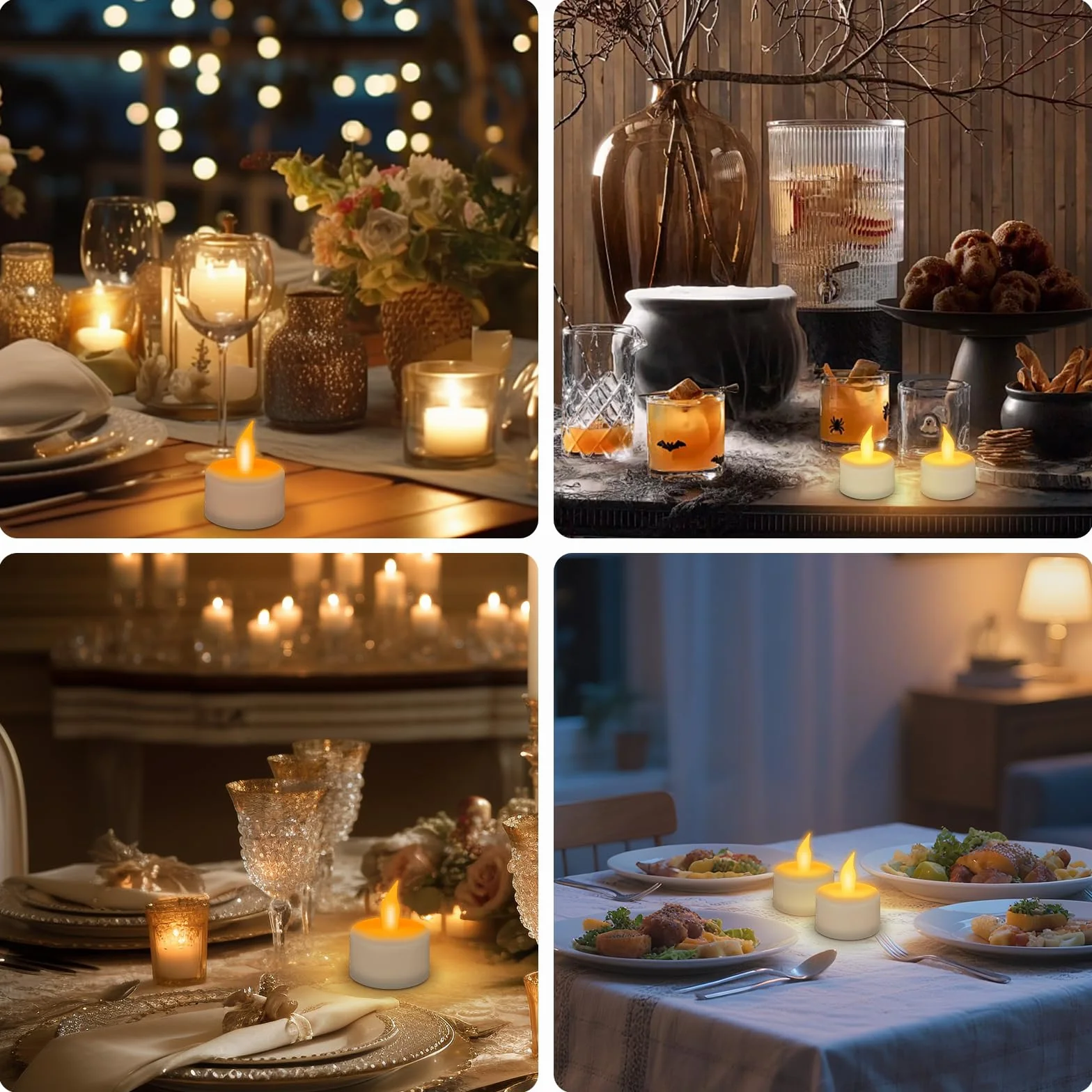 Bougie LED Rechargeable avec Télécommande, Lot de 12, Flamme Vacillante, Minuteur, pour Mariage Halloween